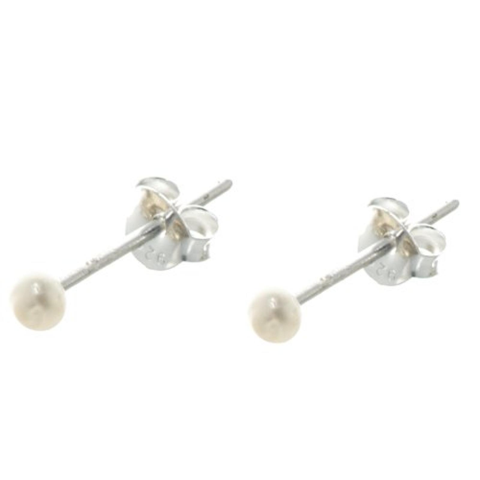 Bella Carina Damen Ohrstecker mit Perle, Zuchtperle, 3 mm, 925 Sterling Silber Bella Carina Damen Ohrstecker mit Perle, Zuchtperle, 3 mm, 925 Sterling Silber