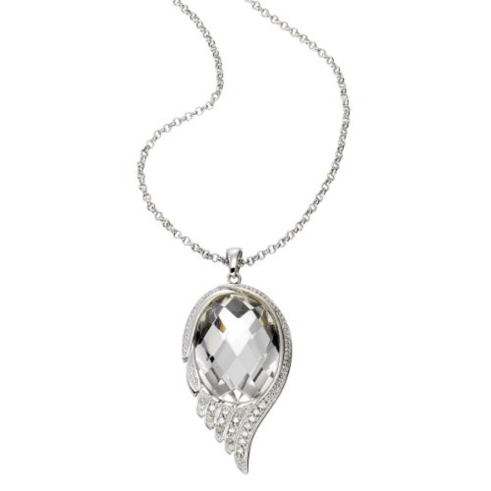 Celesta Damen-Anh&auml;nger mit Kette Fashion Messing rhodiniert 65+5cm Fl&uuml;gel Zirkonia wei&szlig; 360050011 