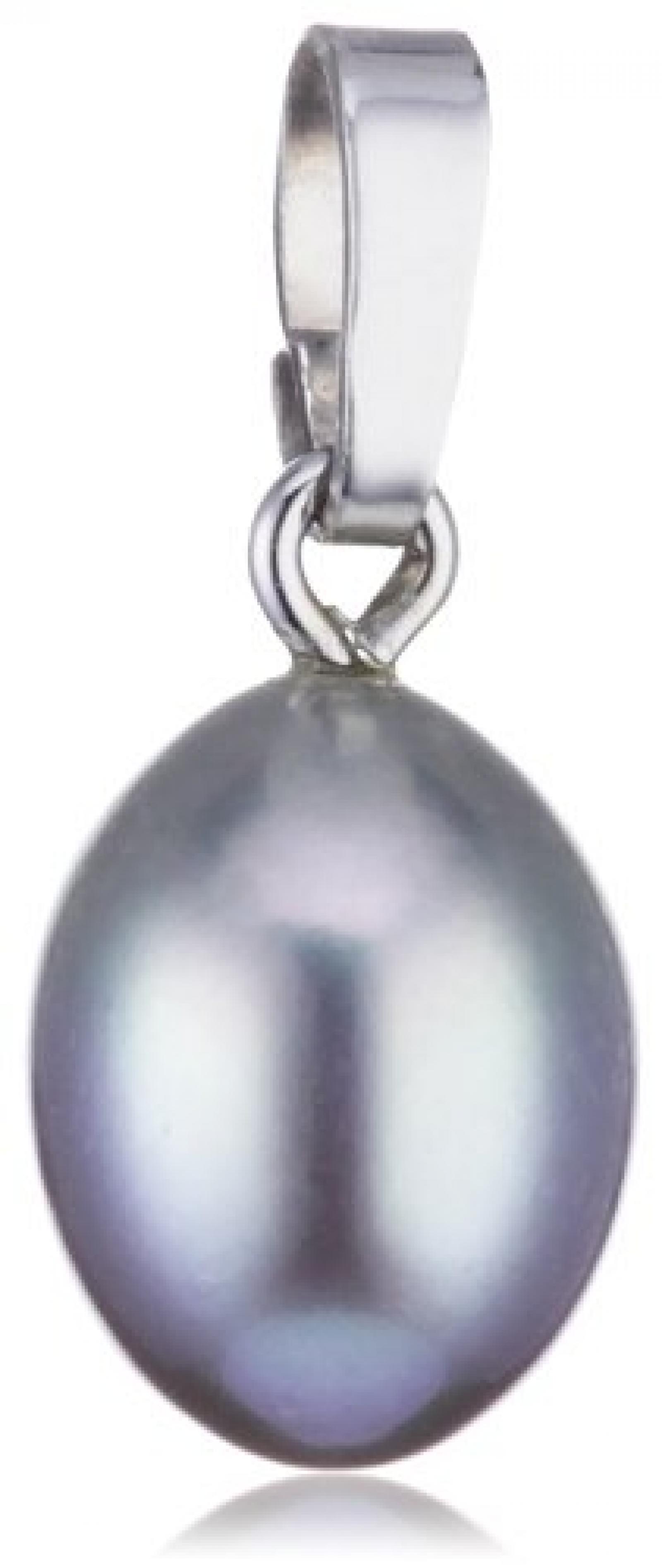 Bella Donna Anh&auml;nger 14 Karat Wei&szlig;gold 1 S&uuml;&szlig;wasser-Zuchtperle grau 7,5-8mm Tropfen 630314 