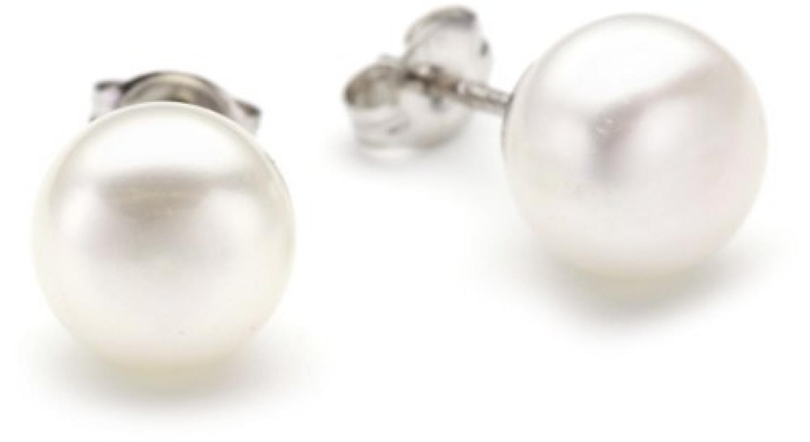 Valero Pearls Classic Collection Damen-Ohrstecker Hochwertige Süßwasser-Zuchtperlen in ca.  9 mm Button weiß 925 Sterling Silber       181160 
