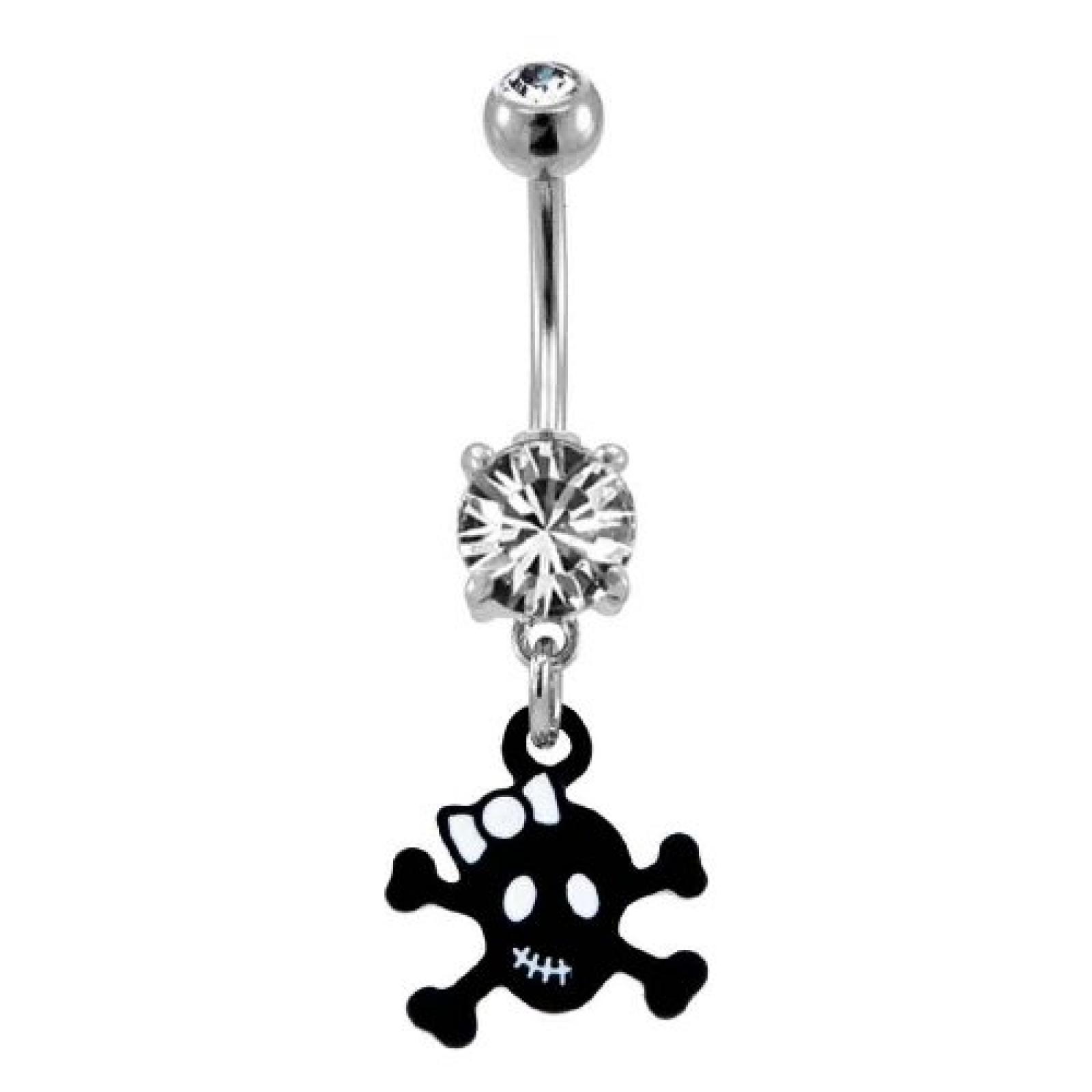 Metal Mafia Bauchnabelpiercing BLACK SKULL WITH BOW Metal Mafia Bauchnabelpiercing BLACK SKULL WITH BOW