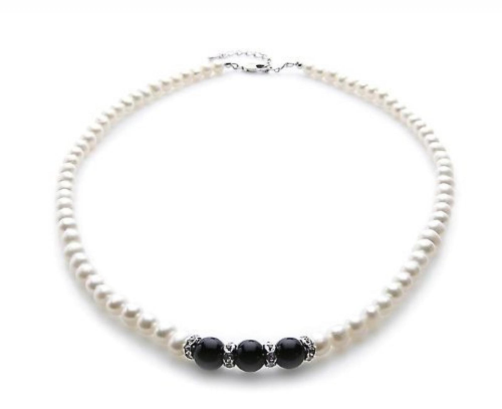 silvity Pearls Silvity Echte Perlenkette aus Süßwasserperlen süßwasserperlenkette und Edelstein Achat 44-47cm 5 mm 803901-k-20 