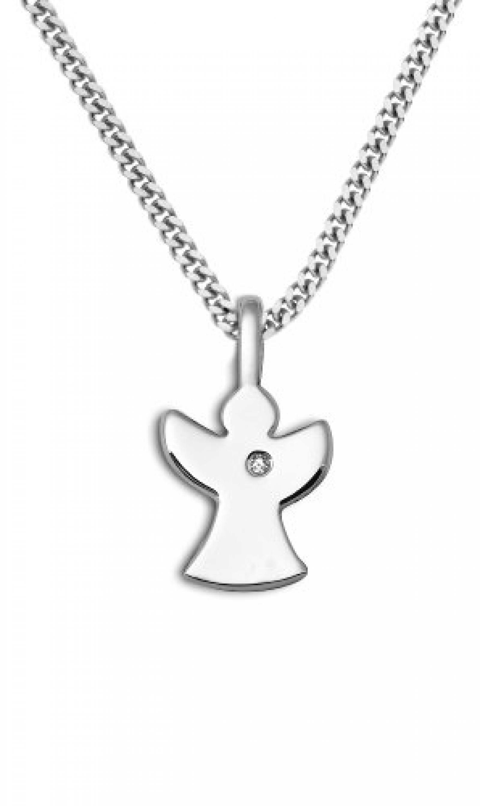 Miore Damen-Kette 925 Sterling Silber Panzerkette mit Anh&auml;nger Schutzengel Zirkonia 45 cm MSM123N 