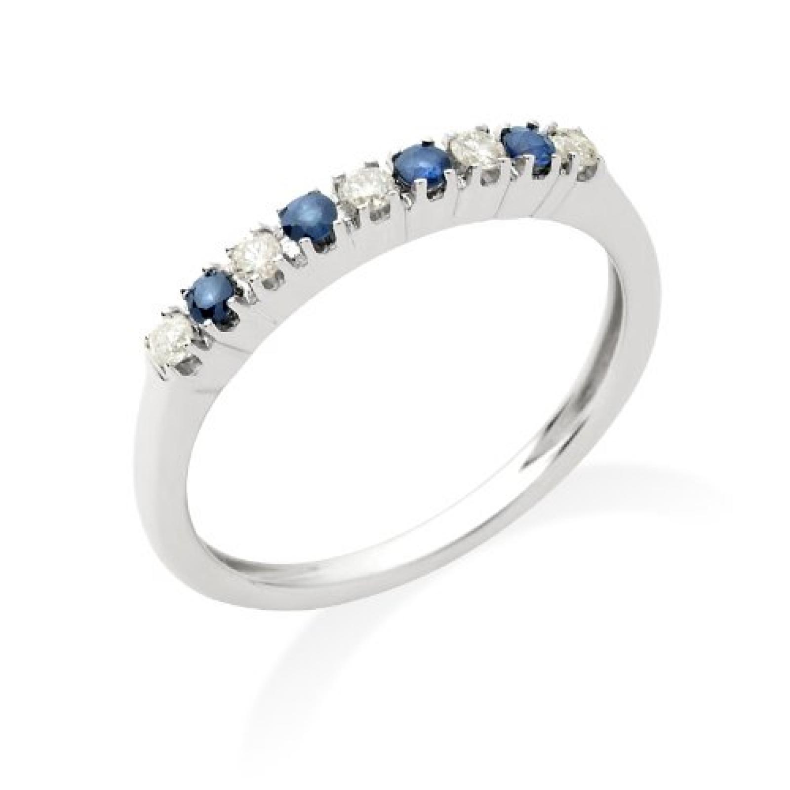 Miore Memoire Damen-Ring 375 Weißgold mit 5 Brillanten und 4 Saphir Kombiniert Miore Memoire Damen-Ring 375 Weißgold mit 5 Brillanten und 4 Saphir Kombiniert