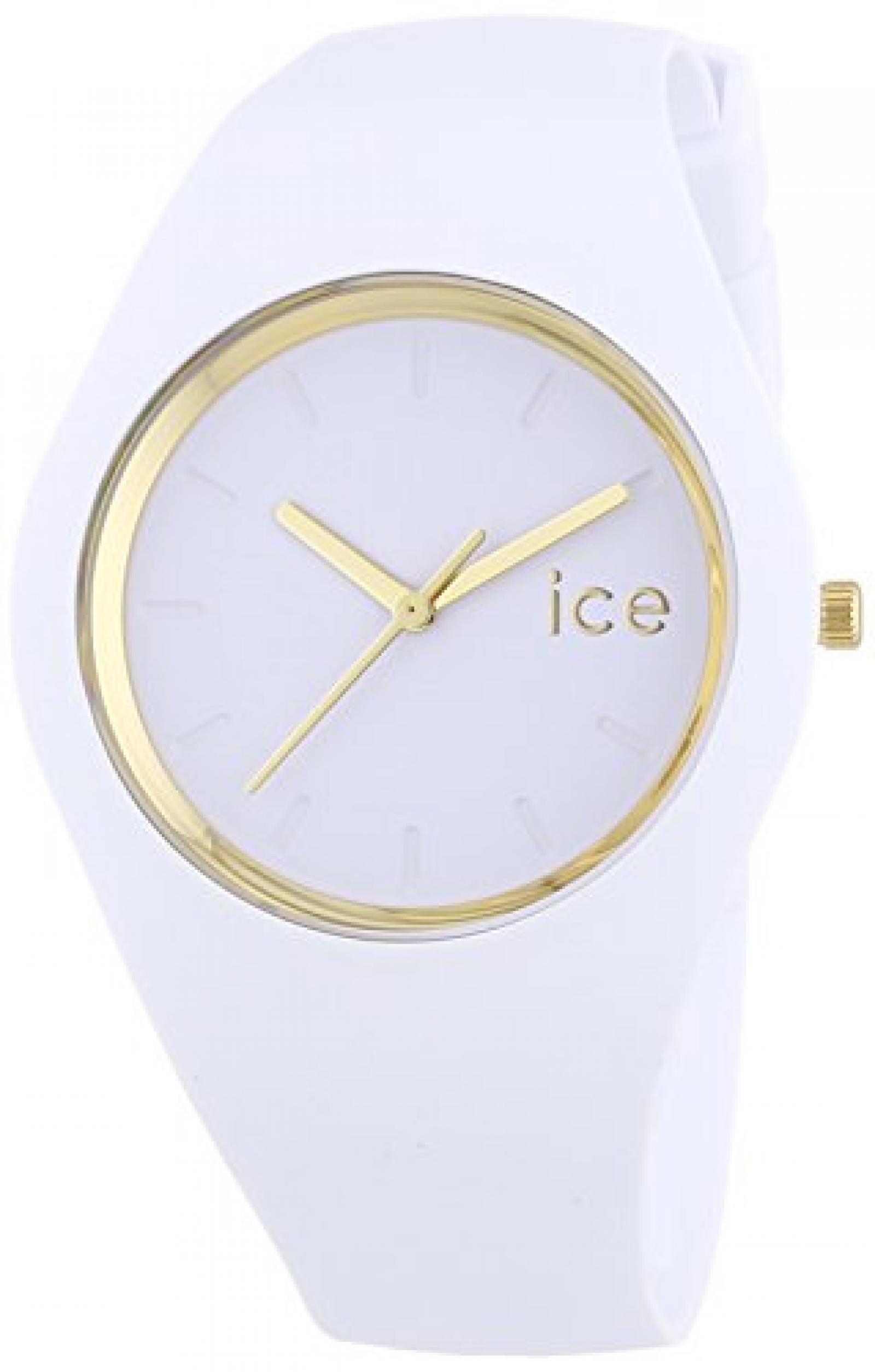 Ice-Watch Unisex-Armbanduhr Glam Gold White Analog Quarz Silikon ICE.GL.WE.U.S.13 