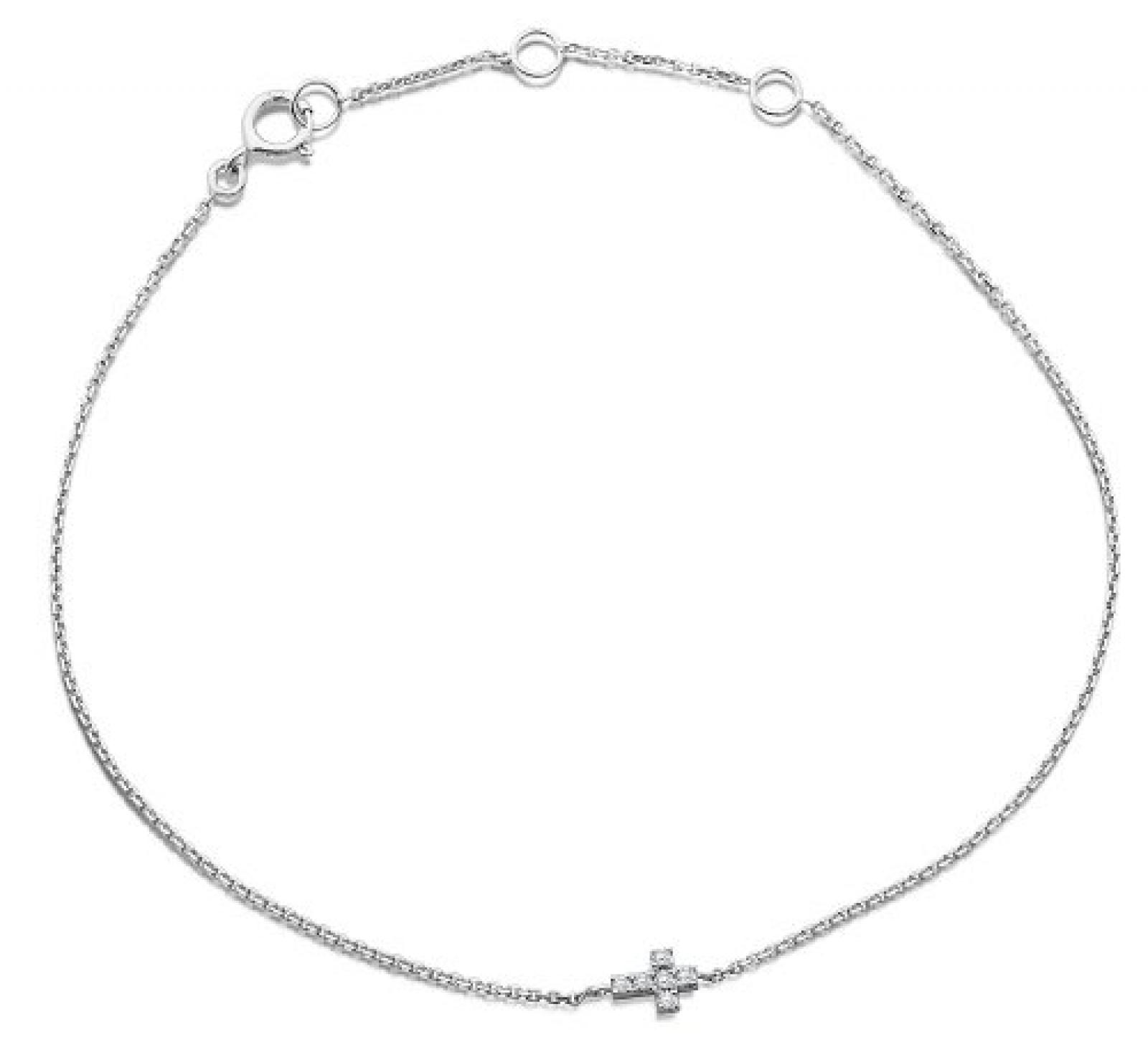 Miore Damen-Armband kleine Kreuz mit Brillanten 19cm incl. 3cm Verlängerung 9 Karat 375 Weißgold MY010B 
