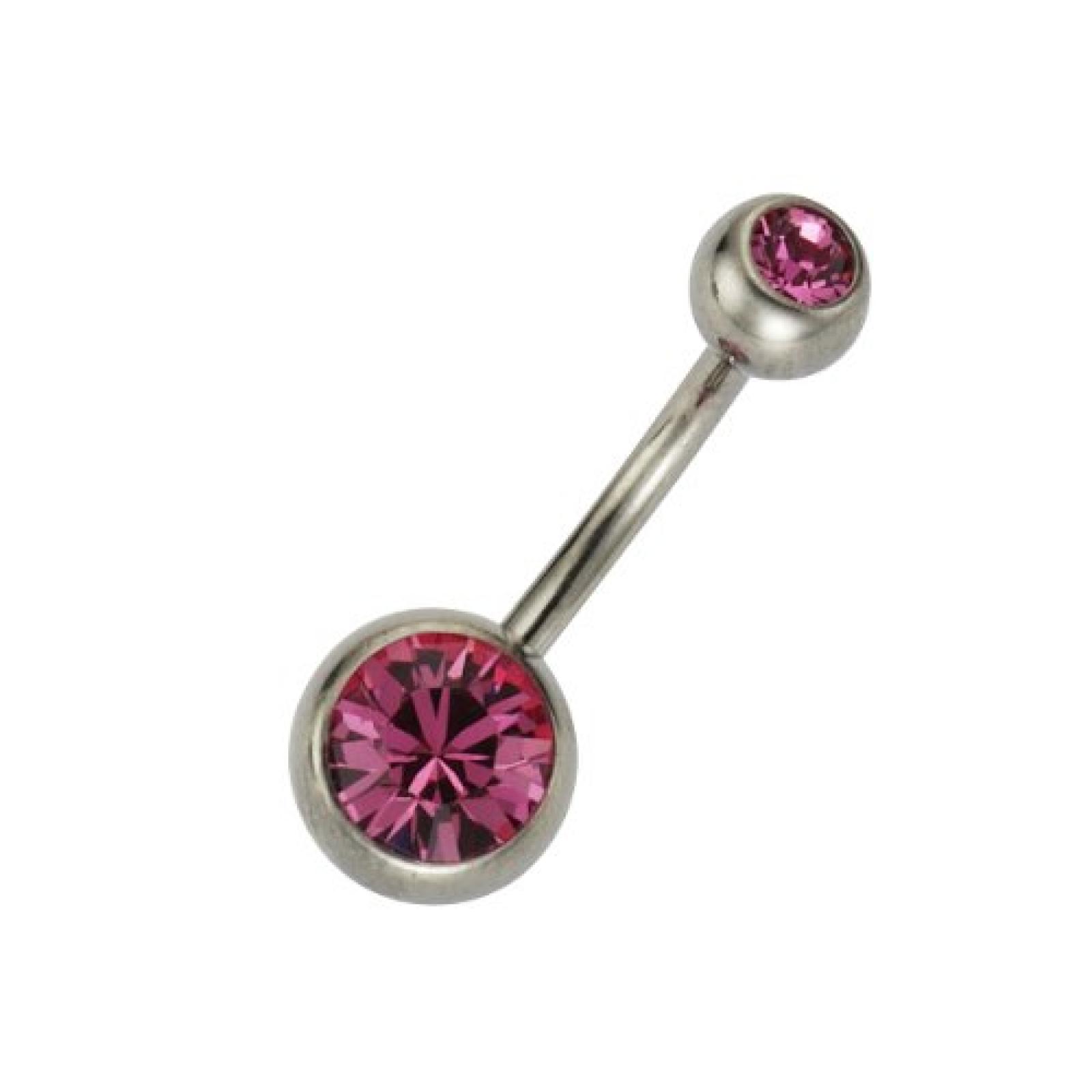 ZEEme Damen-Piercing Bauchnabel 1.6/8mm 2x Kristall pink 159000085-8mm 
