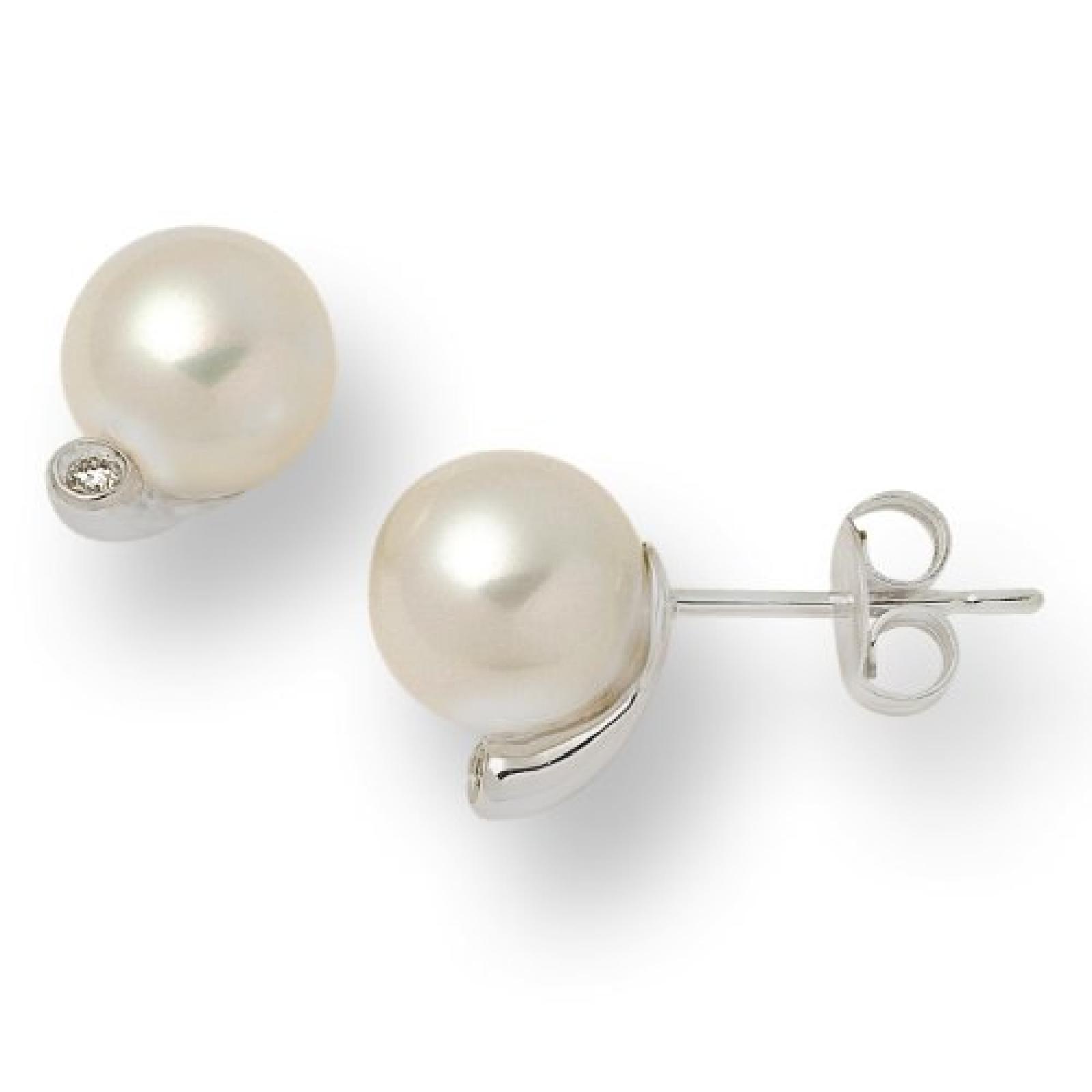 Miore Damen-Ohrstecker 375 Weißgold 2 Brillanten 0,03ct farblos 2 Süßwasser-Zuchtperlen weiß 10 mm MG9010E Miore Damen-Ohrstecker 375 Weißgold 2 Brillanten 0,03ct farblos 2 Süßwasser-Zuchtperlen weiß 10 mm MG9010E