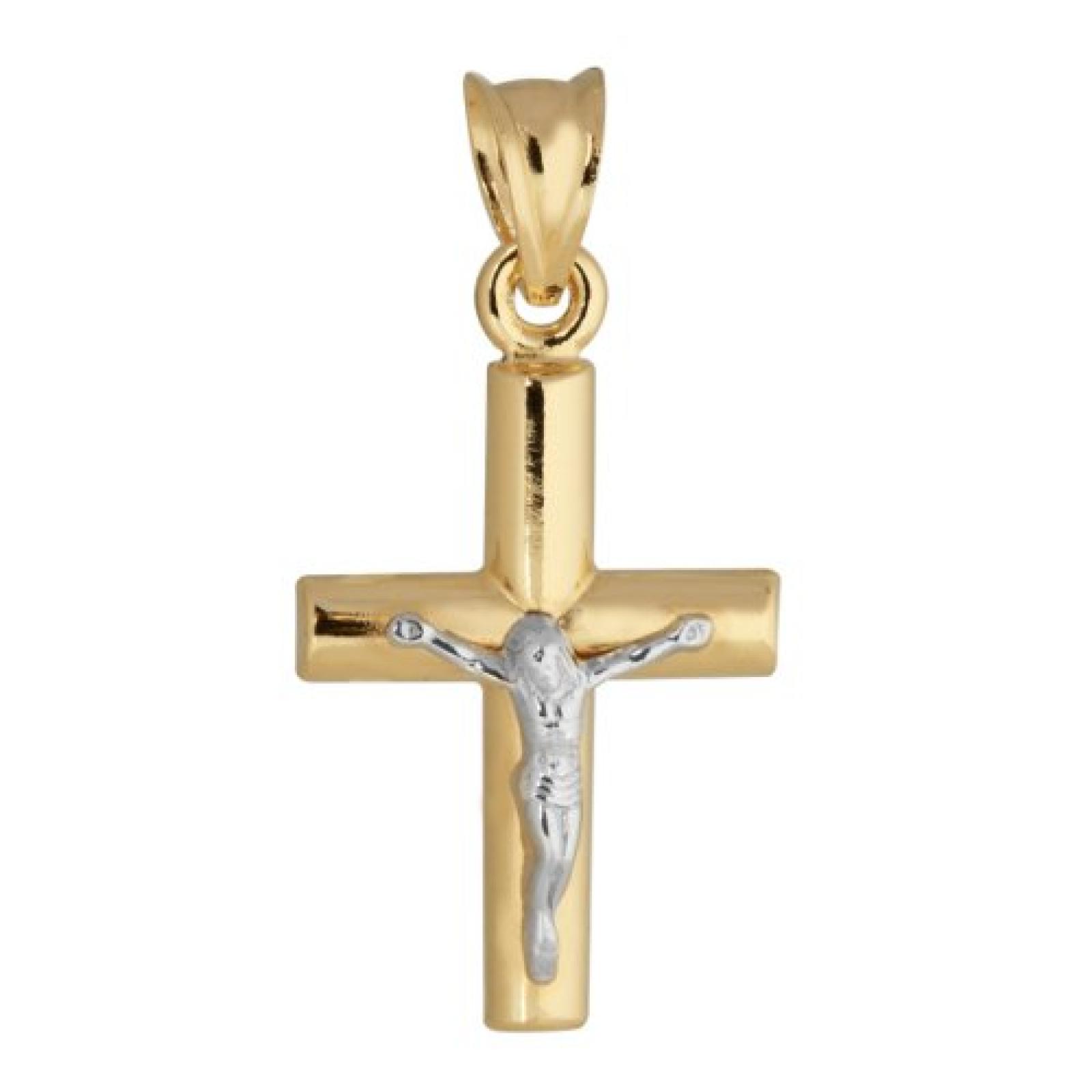 Bella Donna Unisex-Kreuz-Anh&auml;nger 585 Gelbgold Wei&szlig;gold 7386ANH5B 