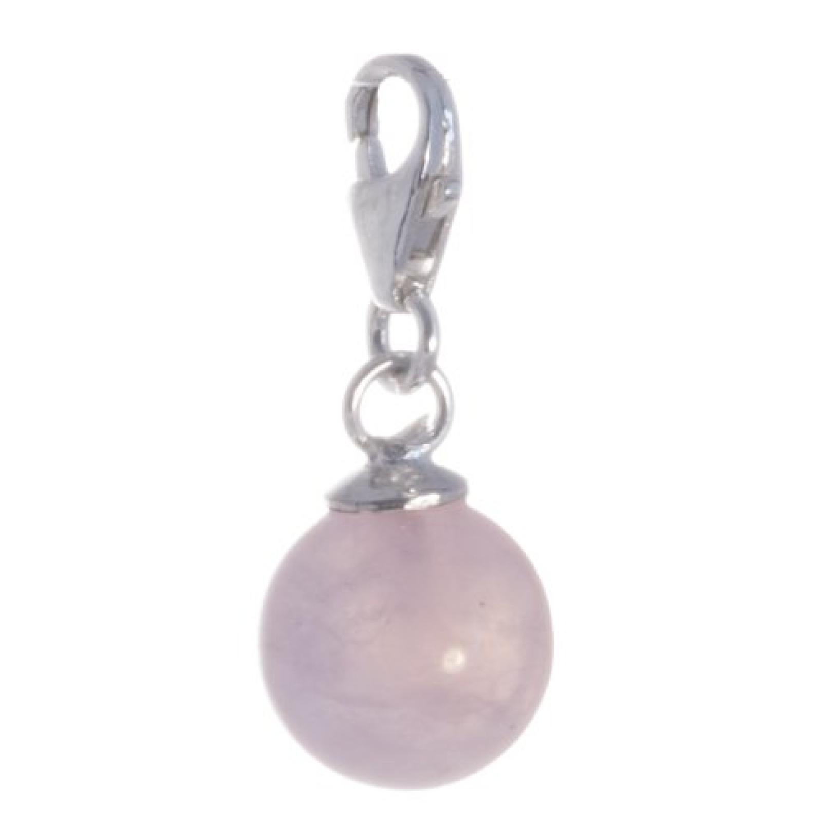 Bella Carina Damen Charm Anh&auml;nger mit Rosenquarz Kugel 8 mm, 925 Sterling Silber 