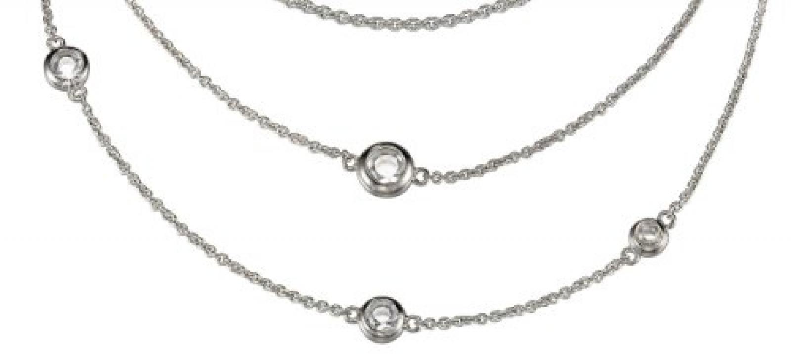 Pierre Cardin Damen Halskette 925 Sterling Silber rhodiniert Kristall Zirkonia Poussières détoiles 42 cm weiß PCNL90408A420 