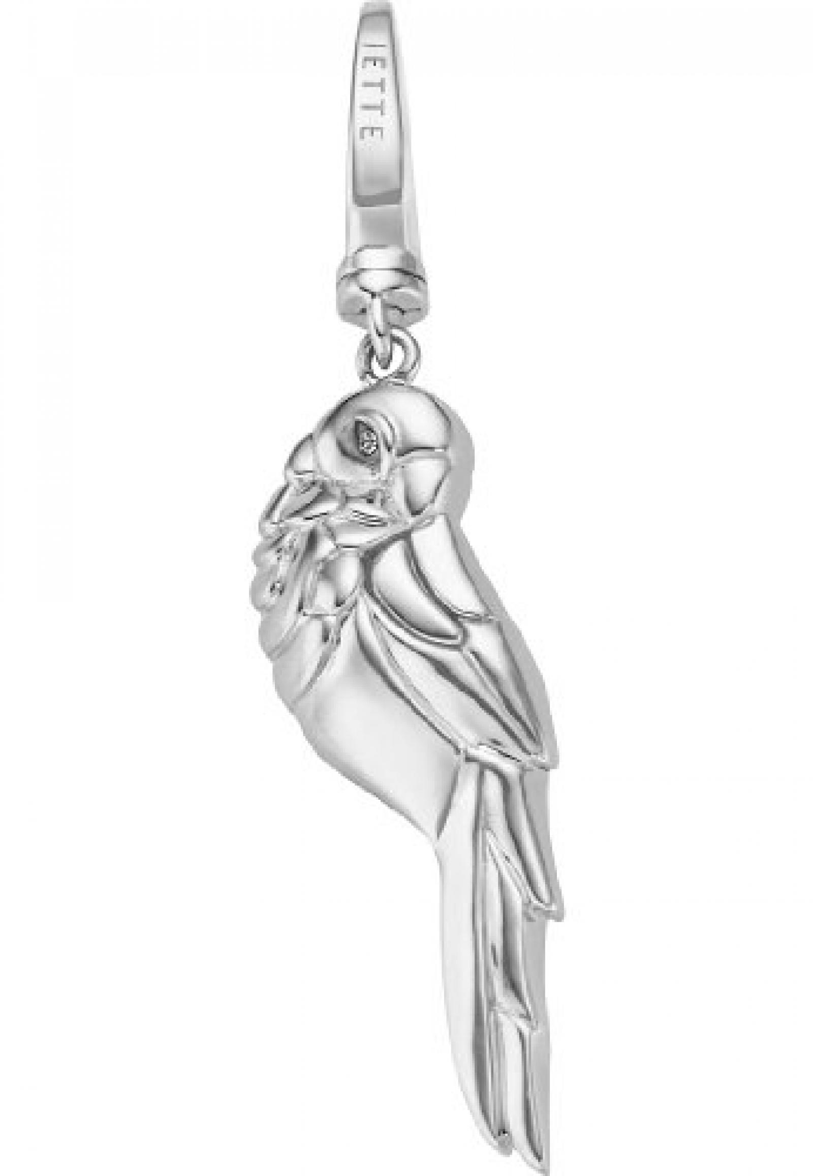 JETTE Charms Damen-CHARM Papagei CHARM 925er Silber rhodiniert 45 Zirkonia 10 Kristall One Size, silber 