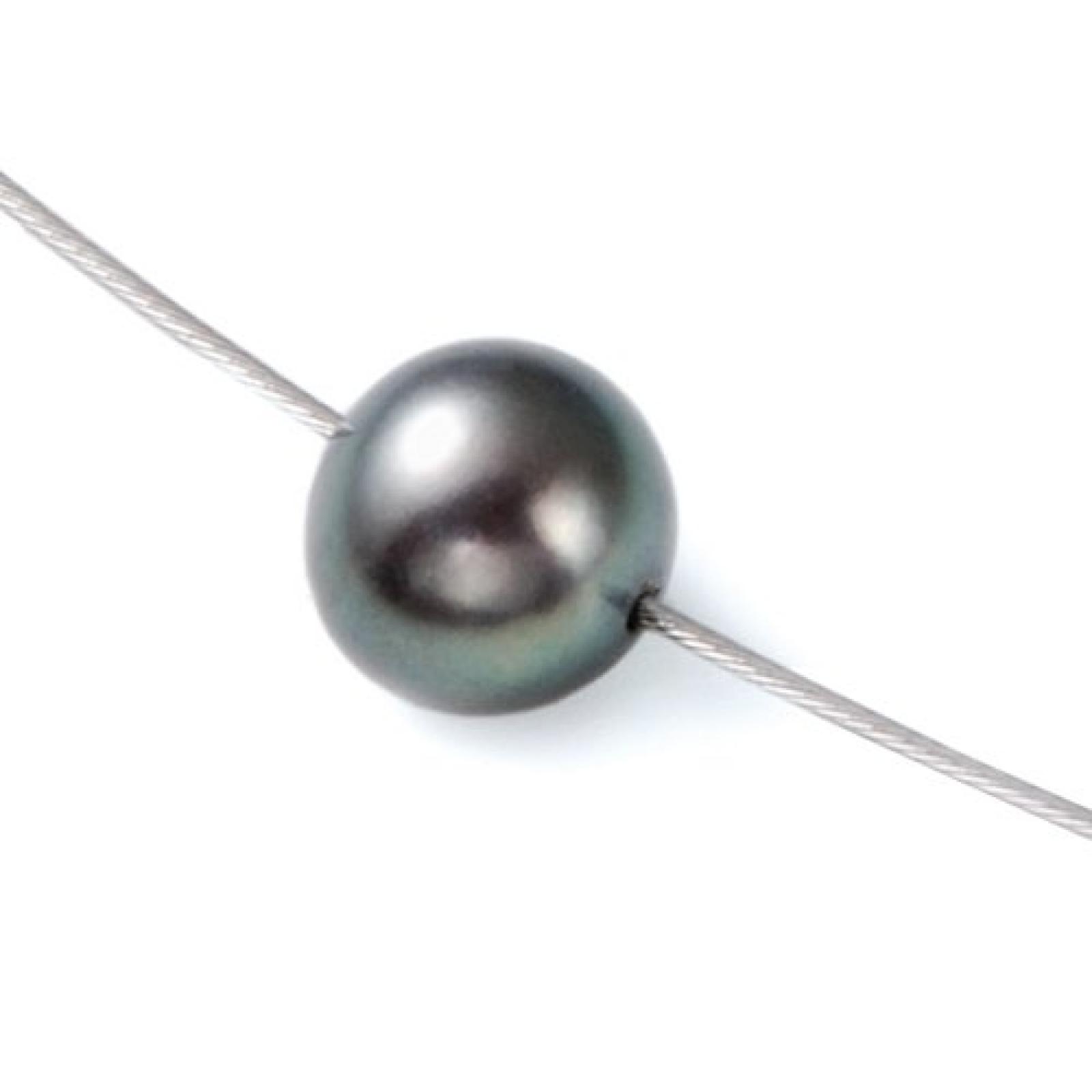 Monomania Edelstahlseil/Bajonett,antiallergen,1 Strang,1 graue SW Perle,8mm,L&auml;nge 45 