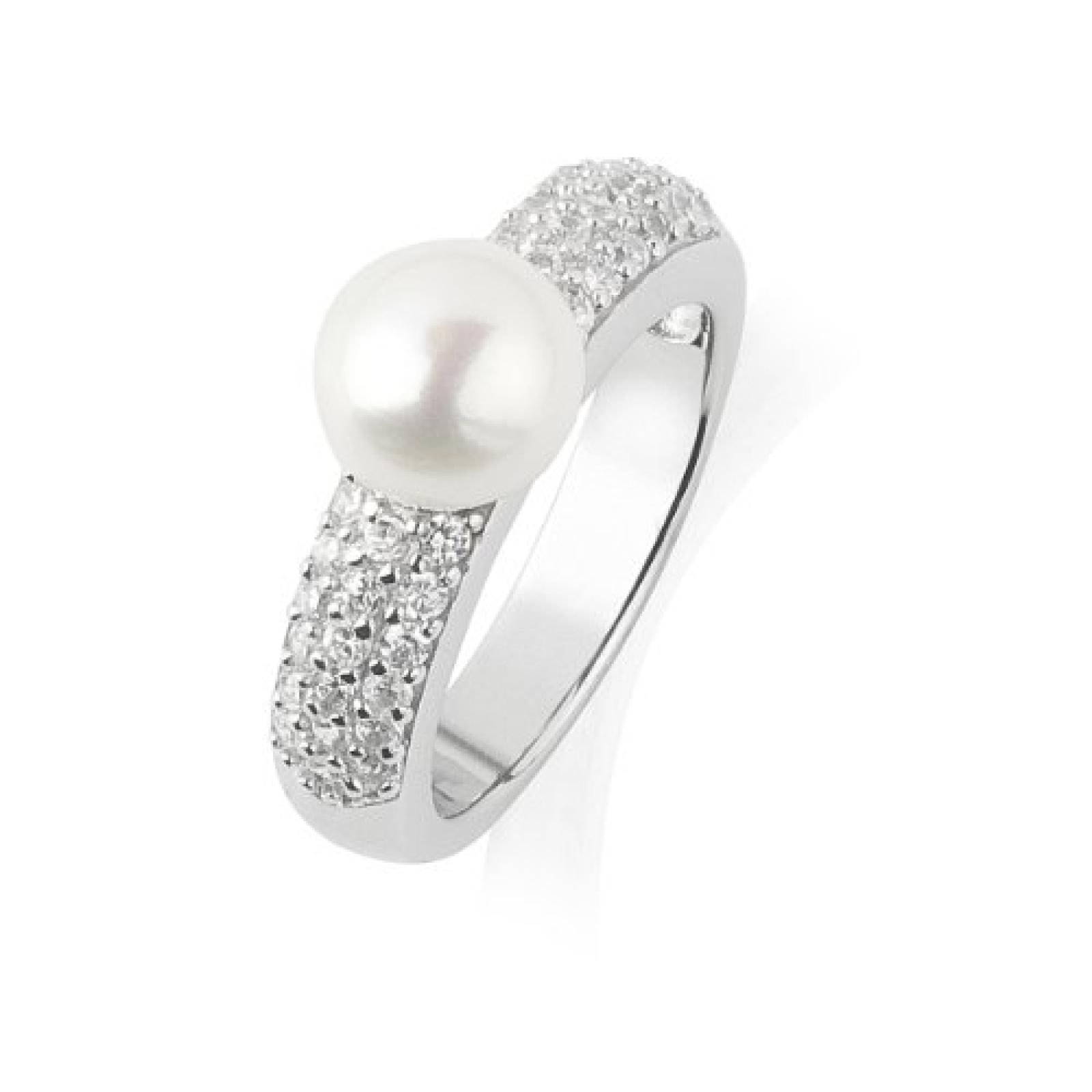 Valero Pearls Damen-Ring Silver Collection 925 Sterling Silber Süßwasser-Zuchtperlen Weiß 60201417 