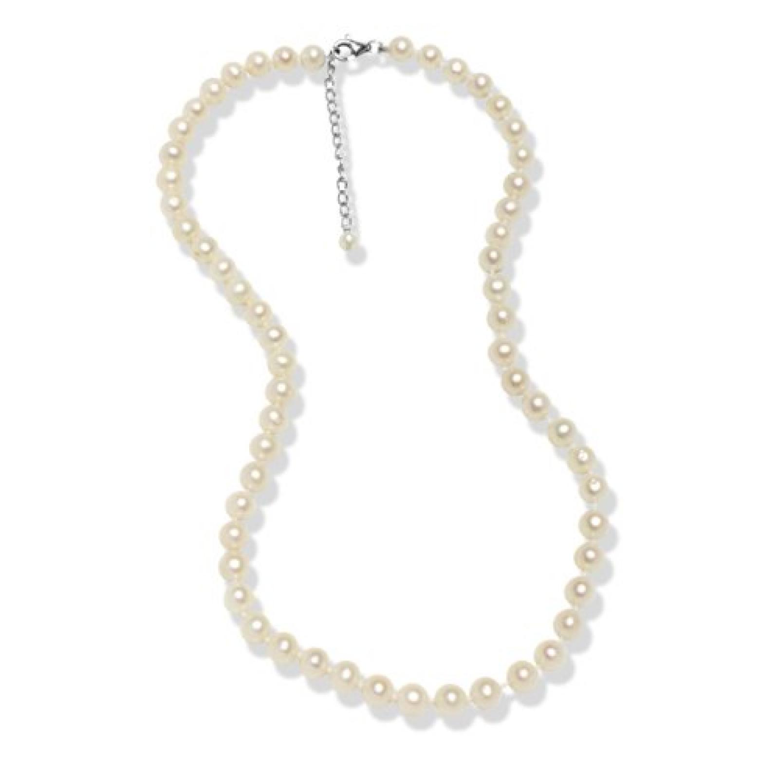 Valero Pearls Classic Collection Damen-Kette Hochwertige S&uuml;&szlig;wasser-Zuchtperlen in ca.  7 mm Oval wei&szlig; 925 Sterling Silber    50 cm + 5 cm Verl&auml;ngerung   60201622 
