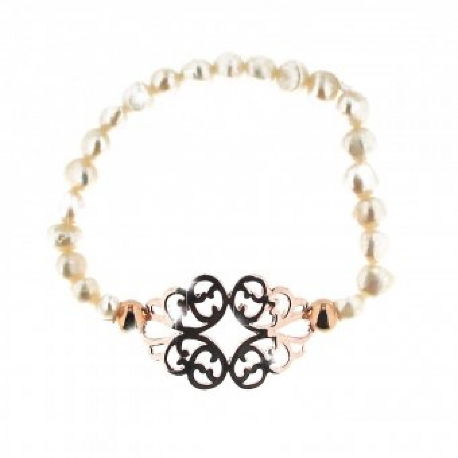Sweet Deluxe Armband Joline, rosegold/wei&szlig;e Perlen 