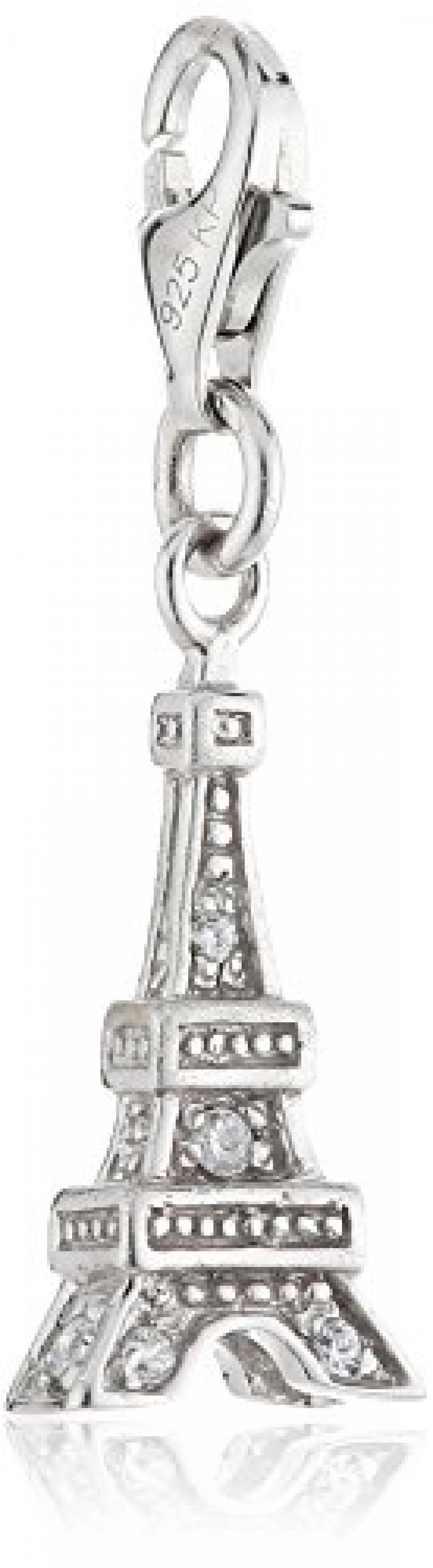 Zeeme Damen-Anhänger 925/- Sterling Silber Mit Zirkonia Weiß Eifelturm 379240051 