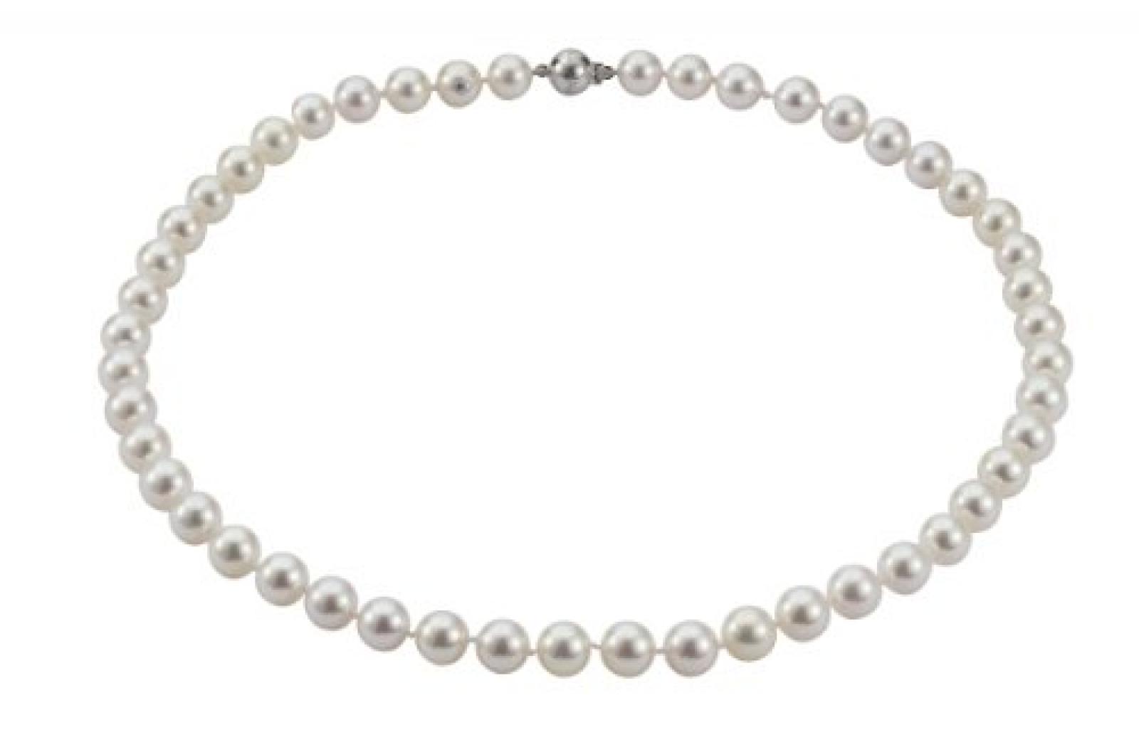 Adriana Damen-Kette S&uuml;&szlig;wasser Zuchtperlen mit Magnetverschluss 925 Sterling Silber SWZP wei&szlig; Premium PR5-1 