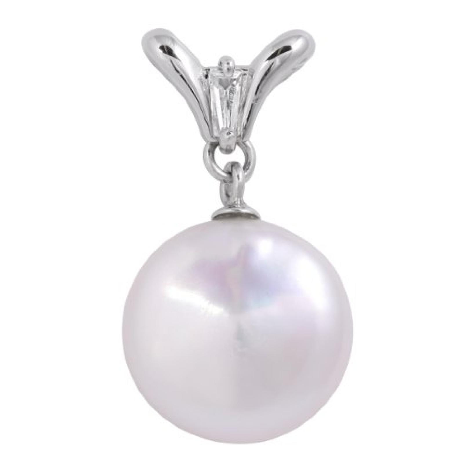 Bella Donna Damen Perlen-Anhänger 925/000 Silber 1 Zirkonia 1 Süsswasser-Zuchtperle 13,5 - 14,0 mm flach in Münzform 655195 Bella Donna Damen Perlen-Anhänger 925/000 Silber 1 Zirkonia 1 Süsswasser-Zuchtperle 13,5 - 14,0 mm flach in Münzform 655195