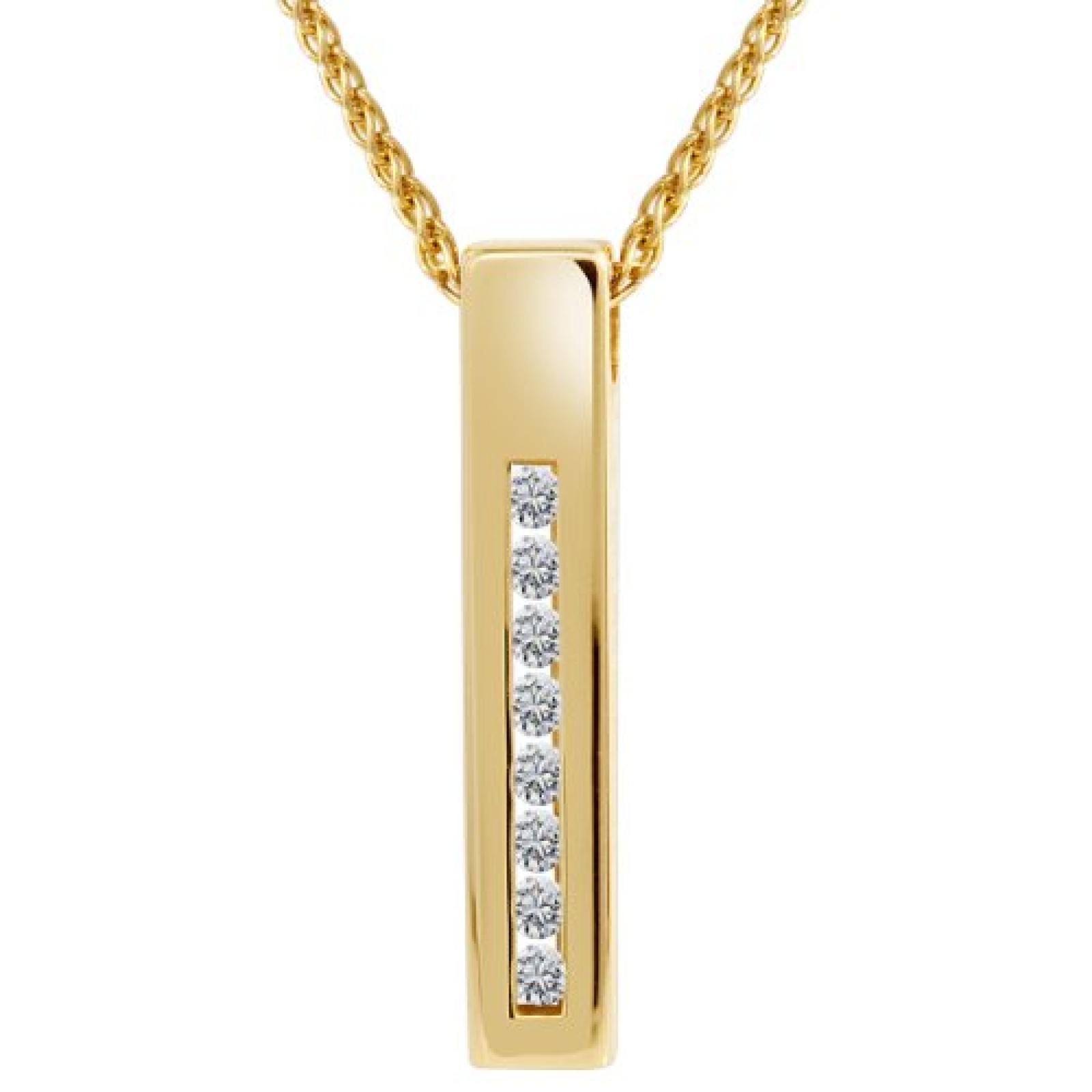 Bella Donna Damen-Halskette 14 Karat 585 Gelbgold 8 Brillanten 0,12ct. get&ouml;ntes Weiss Lupenrein 45 cm 924369 