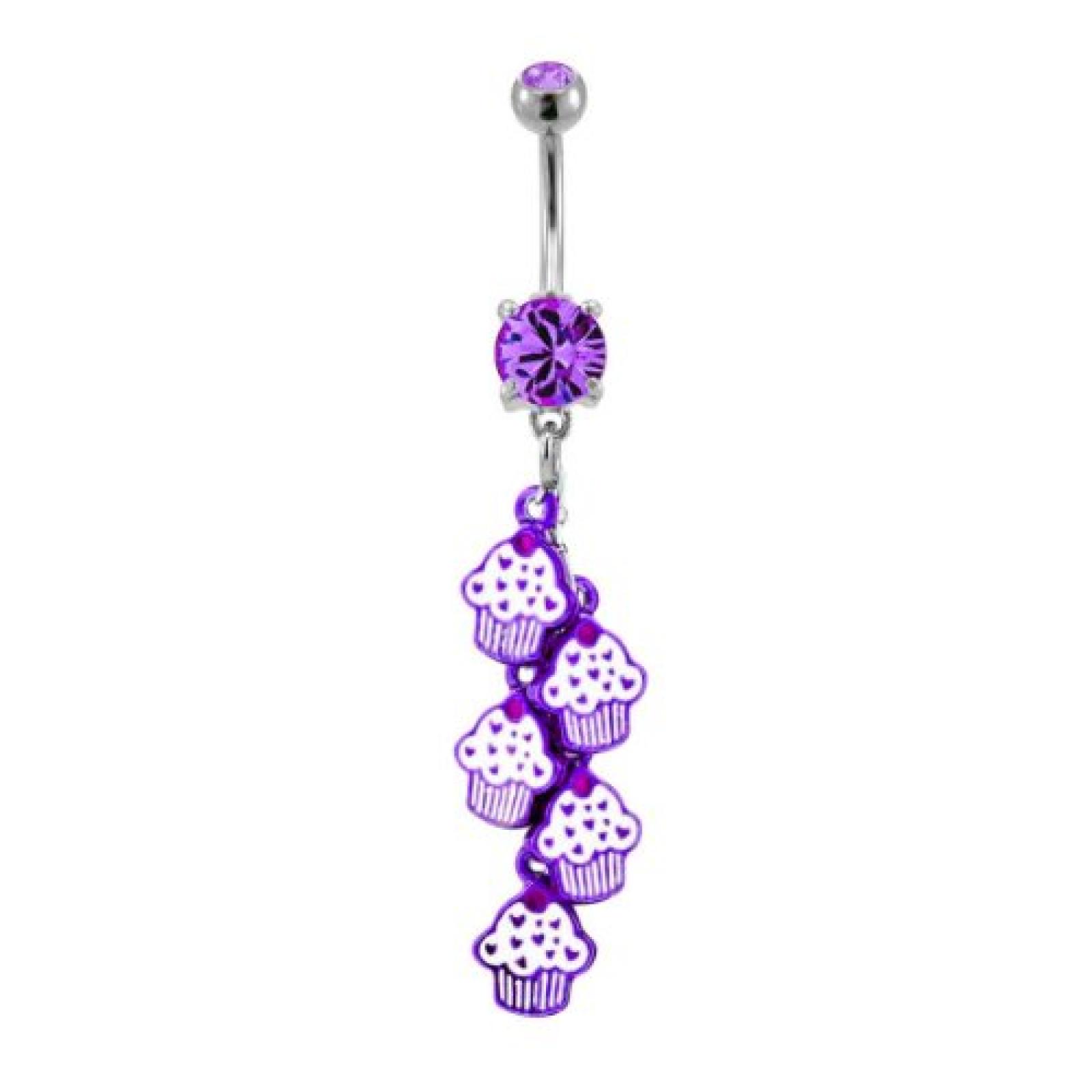 Metal Mafia Bauchnabelpiercing CHAINED PURPLE CUPCAKES Metal Mafia Bauchnabelpiercing CHAINED PURPLE CUPCAKES