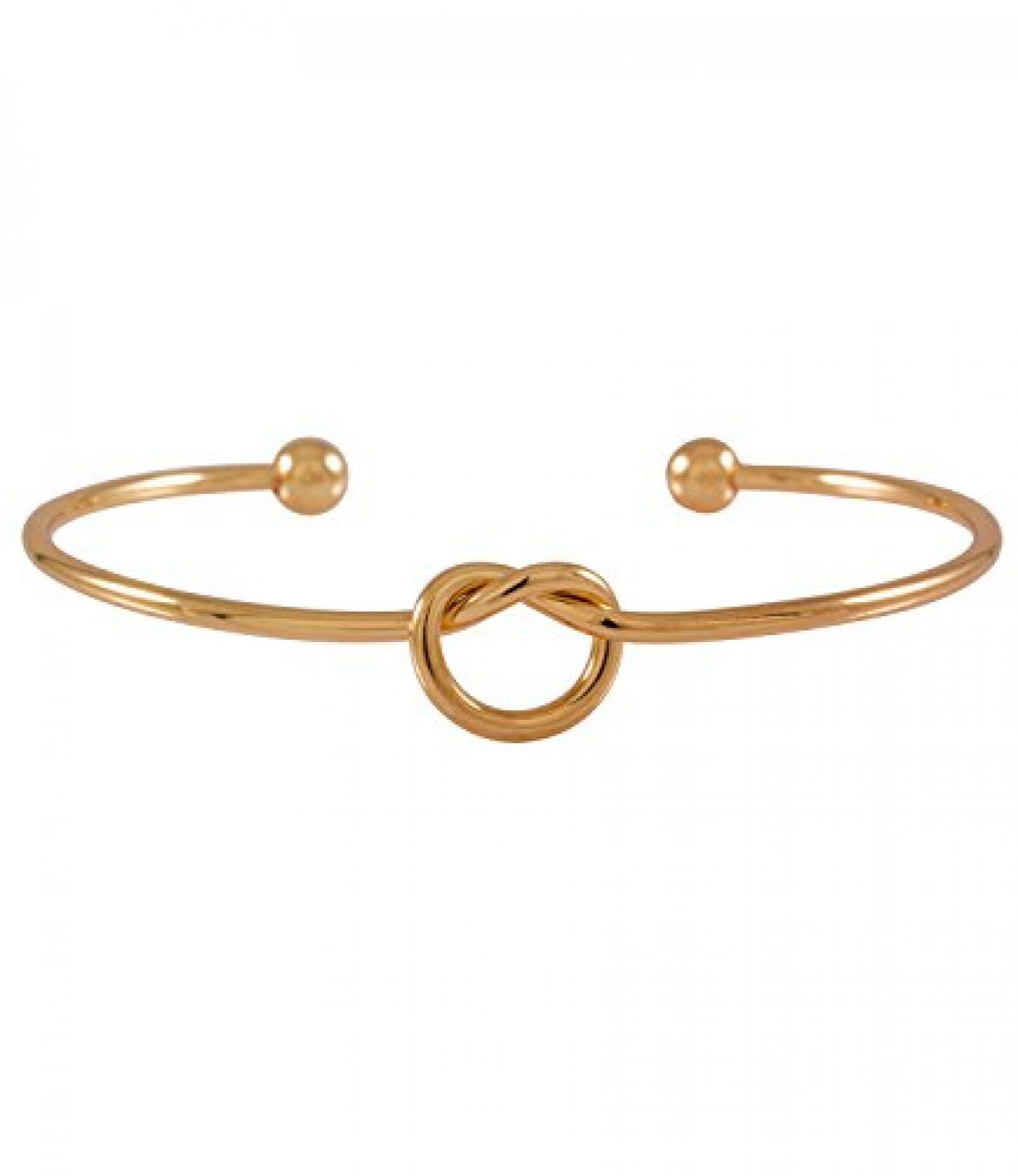 SIX offener, goldener Armreif mit Kugeln und Knoten Optik (493-045) 