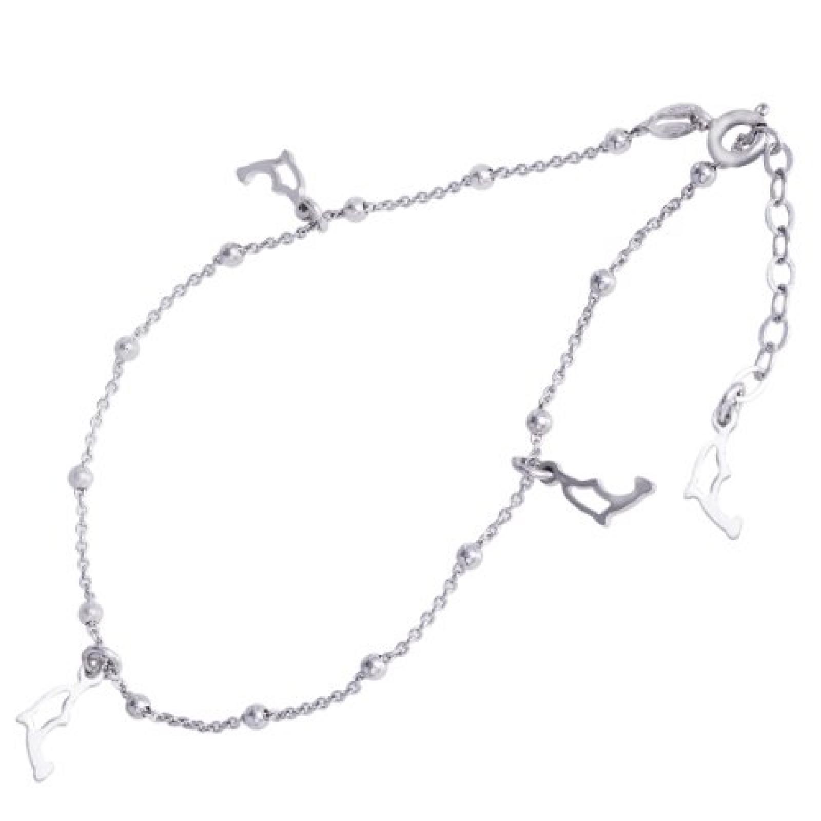 Bella Donna Damen-Fußkettchen 925 Sterling Silber Federring 25 cm 76552509 