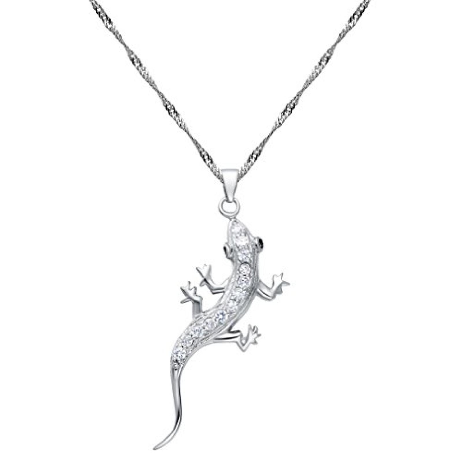 Floray Damen Gecko Anhänger Halskette ,18ct Weiß Vergoldet mit Würfel Zirkonia ,Sterling Silber Ketten . Floray Damen Gecko Anhänger Halskette ,18ct Weiß Vergoldet mit Würfel Zirkonia ,Sterling Silber Ketten .