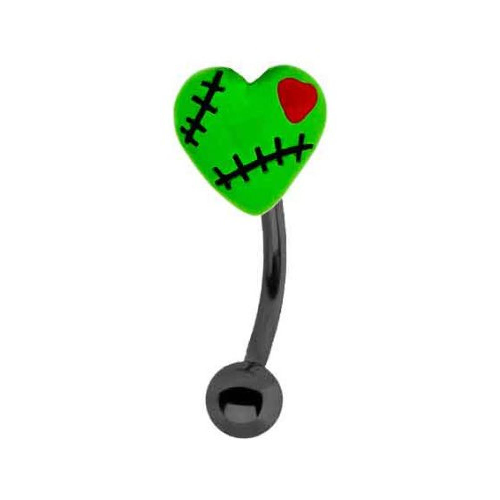Metal Mafia Augenbrauenpiercing GREEN ZOMBIE HEART Metal Mafia Augenbrauenpiercing GREEN ZOMBIE HEART