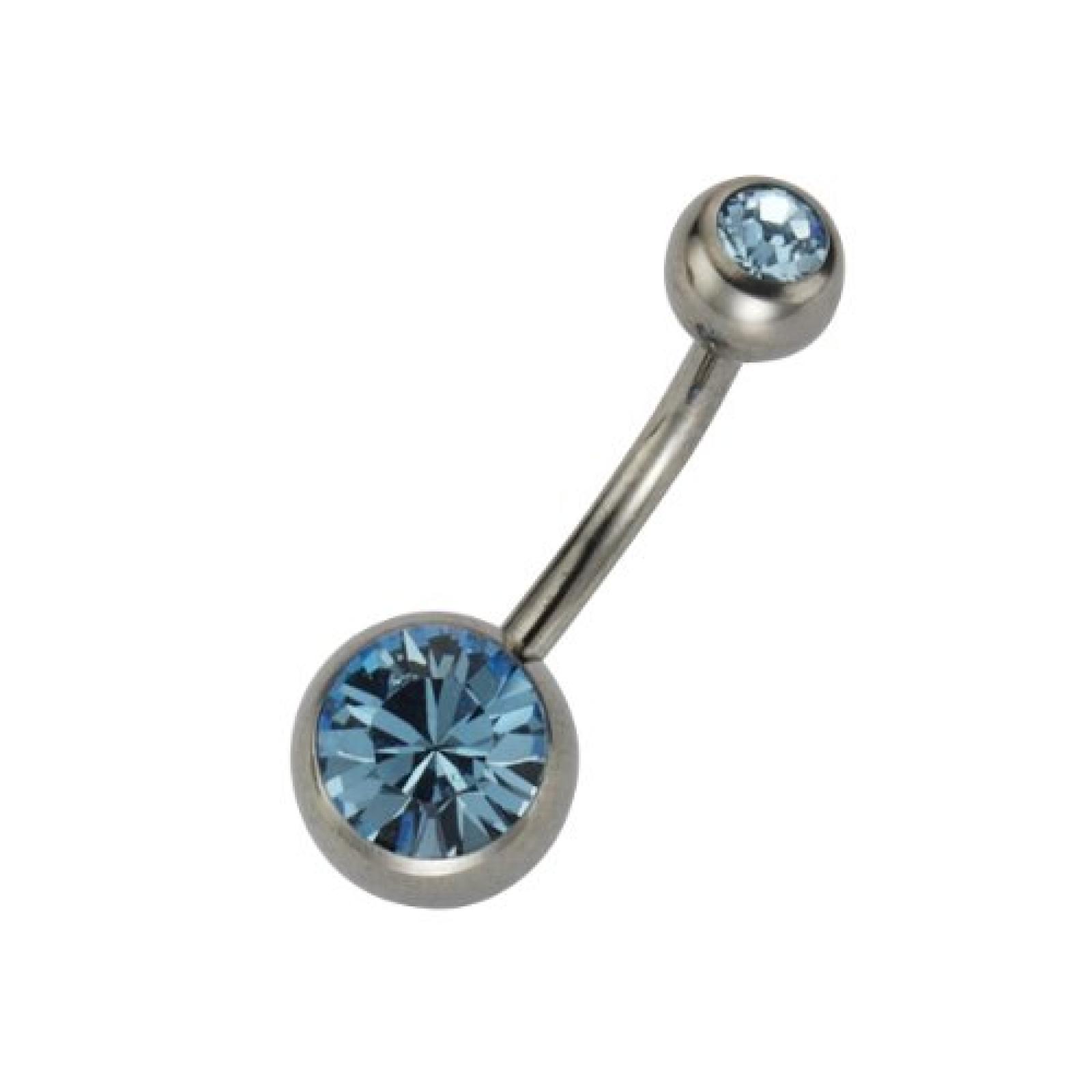 Zeeme Unisex-Piercing 10mm Und Zwei Hellblauen Kristallen 159000076-10mm 
