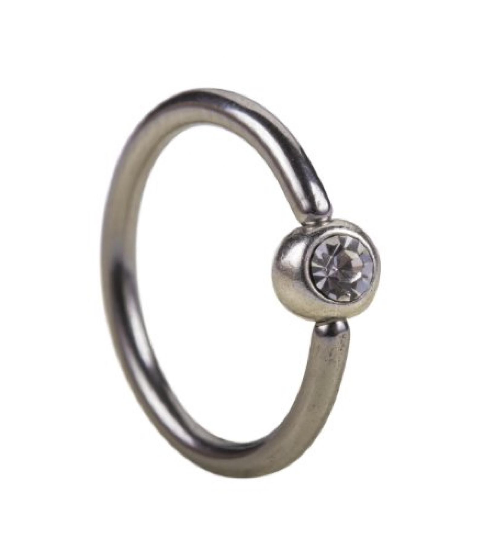 SIX Piercing-Ring aus echtem Silber mit kleiner Silber-Kugel (61-590) 