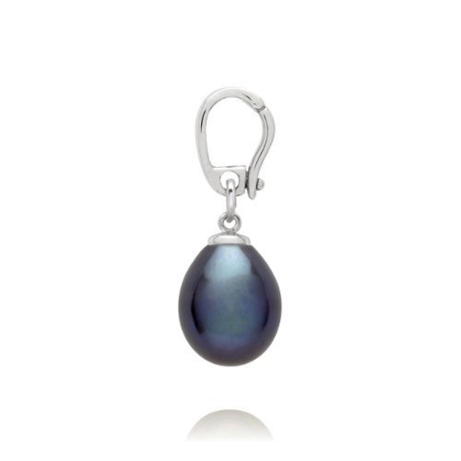 Valero Pearls Classic Collection Damen-Anh&auml;nger (ohne Kette) Hochwertige S&uuml;&szlig;wasser-Zuchtperlen in ca.  9 mm Tropfenform blau 925 Sterling Silber       60020066 