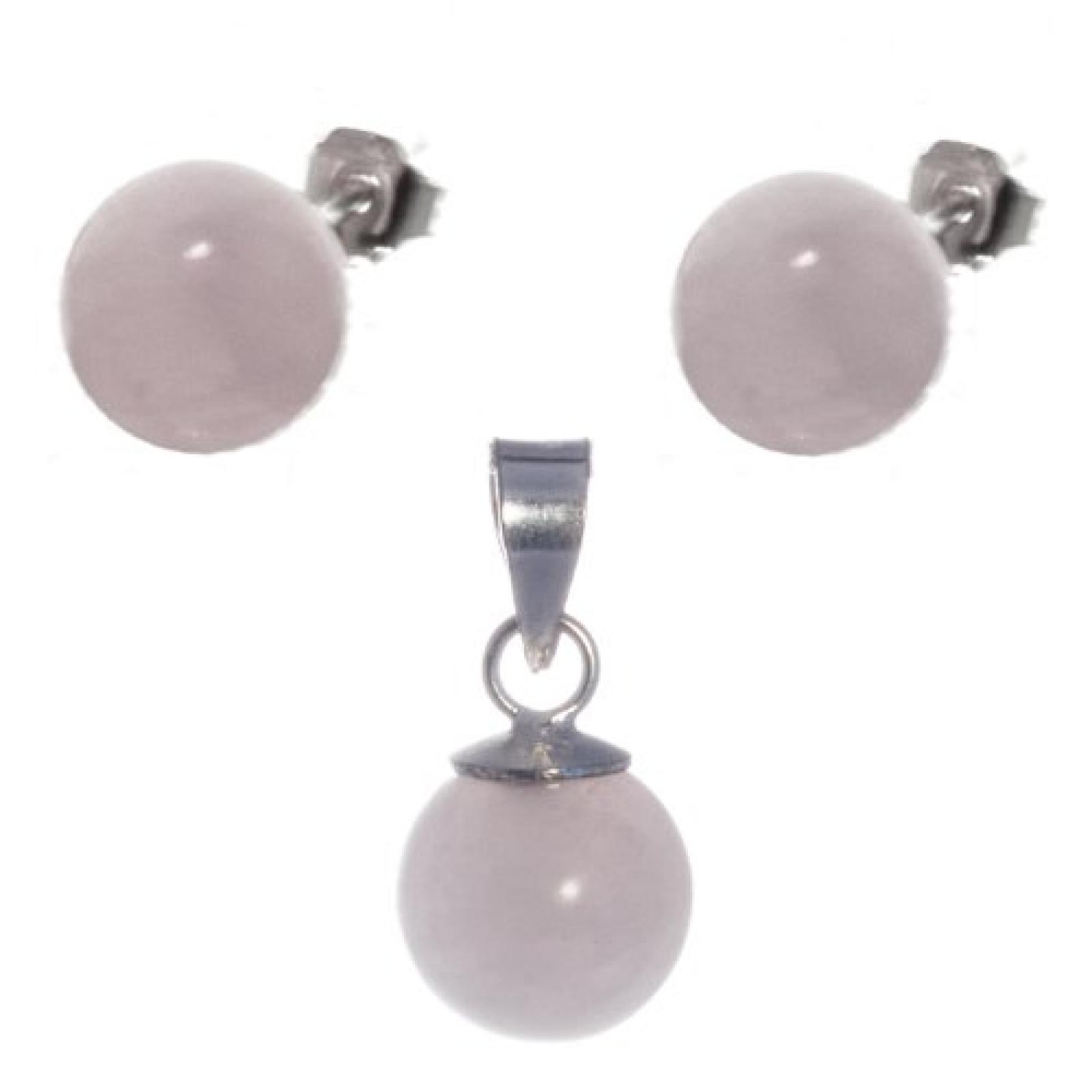 Bella Carina Damen Set, Anhänger und Ohrstecker mit Rosenquarz 8 mm Kugel, 925 Sterling Silber Bella Carina Damen Set, Anhänger und Ohrstecker mit Rosenquarz 8 mm Kugel, 925 Sterling Silber