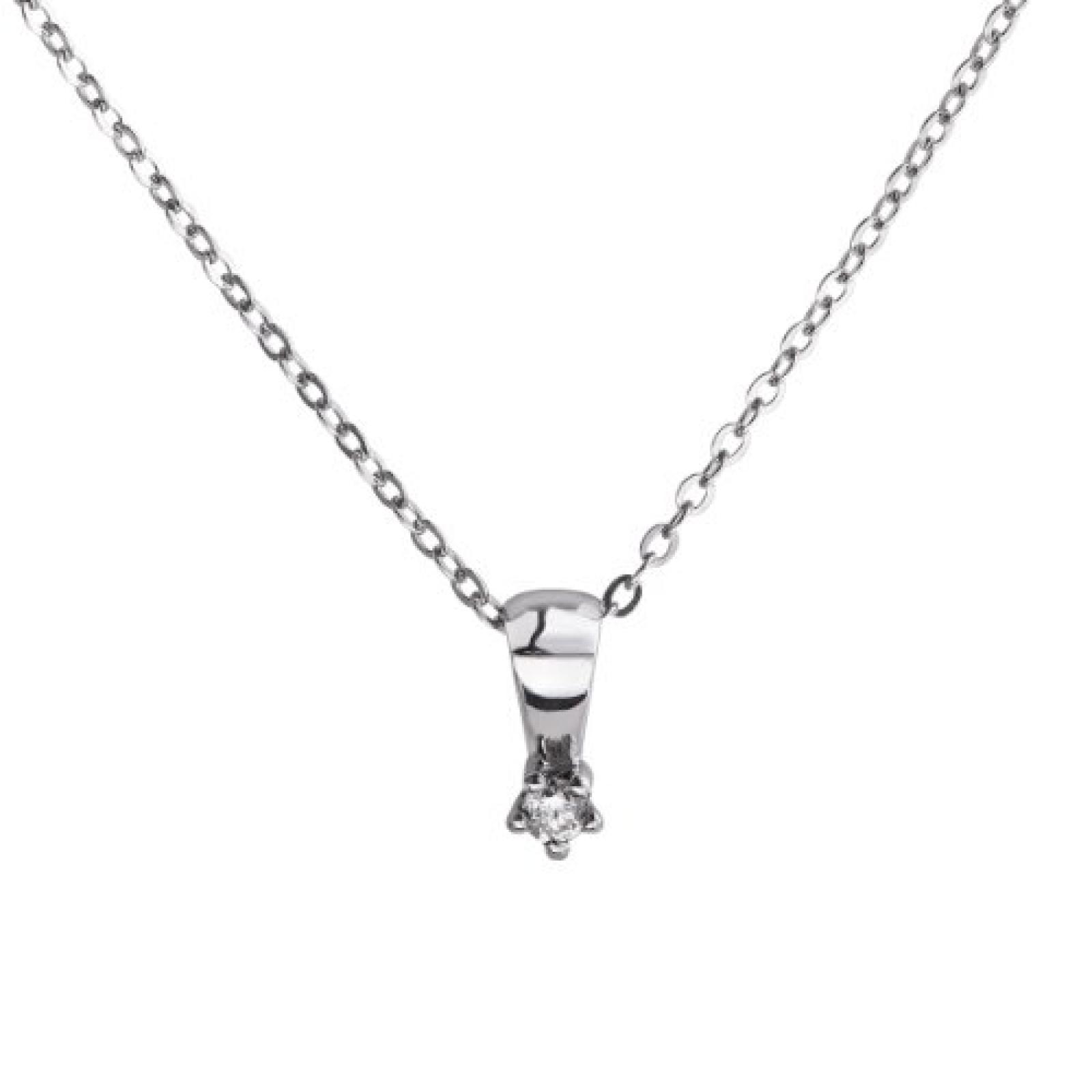 Celesta Damen-Halskette 925 Sterling Silber 45cm Zwischenöse bei 42cm 1 Brillanten 0,05ct. 500244547-45-1 