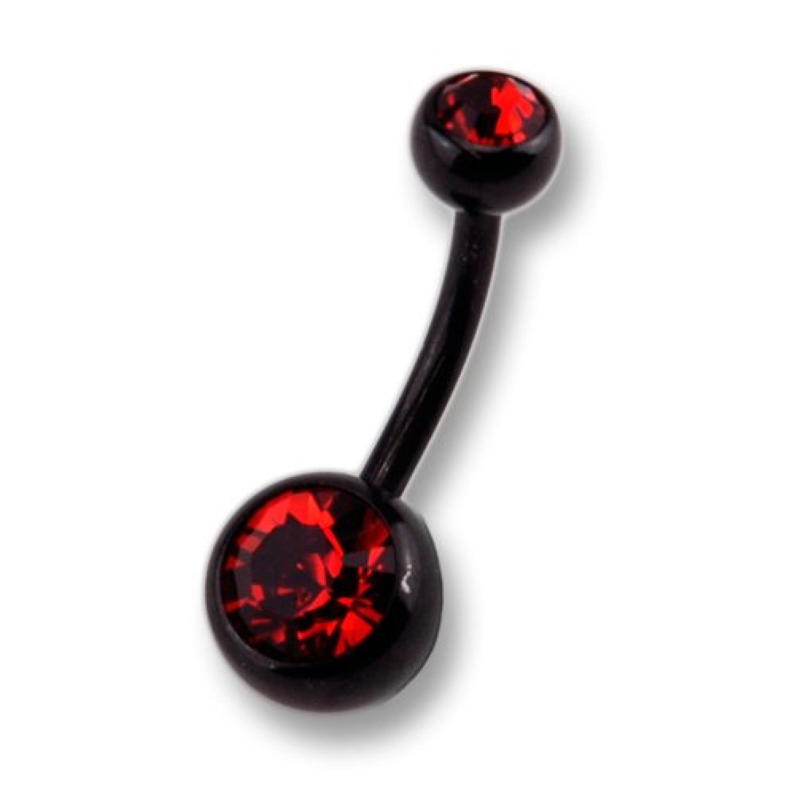 Zeeme Unisex-Piercing Schwarz 10mm Und Hellrote Kristalle 159000802-10mm-6 Zeeme Unisex-Piercing Schwarz 10mm Und Hellrote Kristalle 159000802-10mm-6