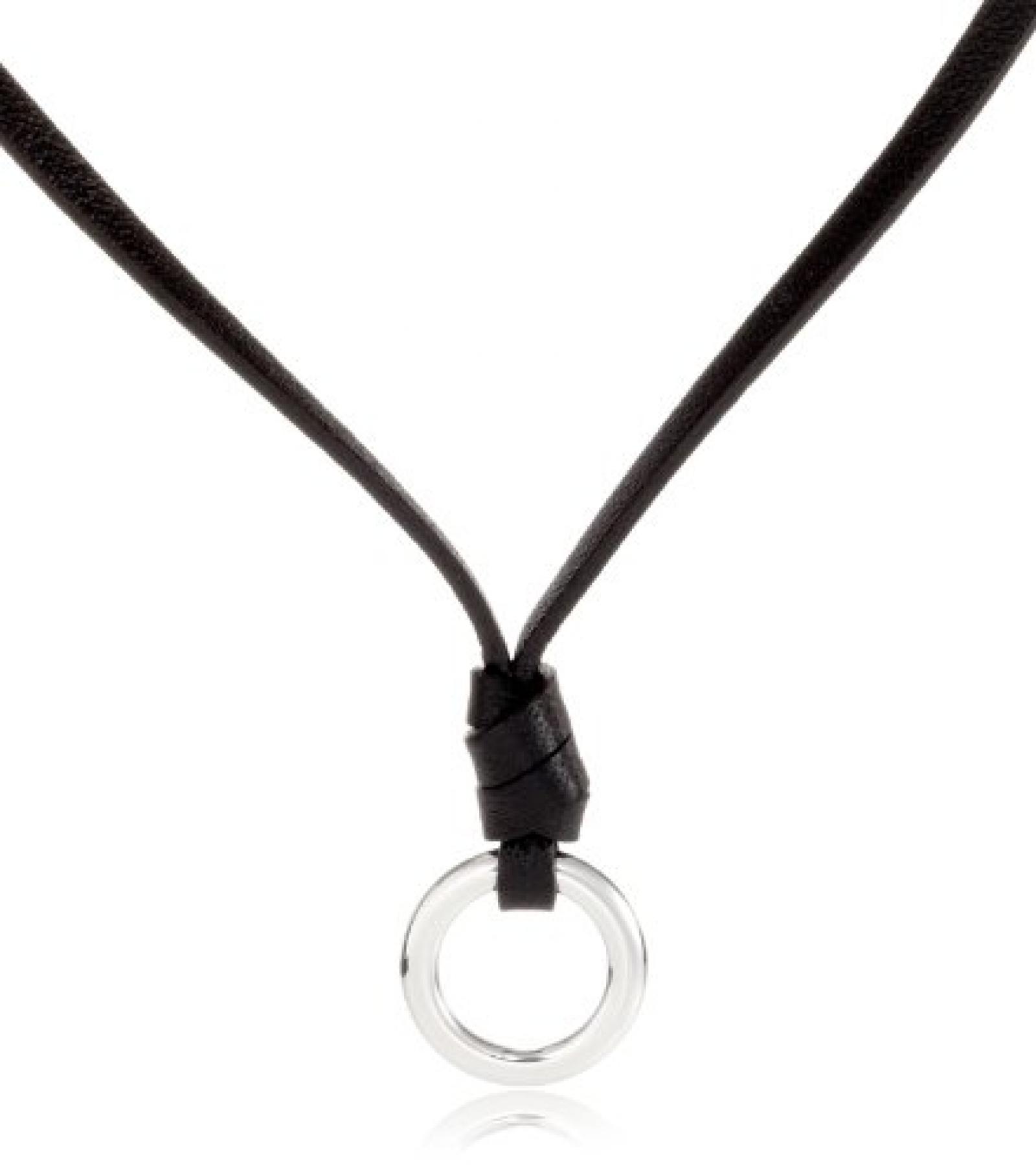 Fossil Damen-Charmcollier Leder Edelstahl 40-45cm Schwarz JF82843040 