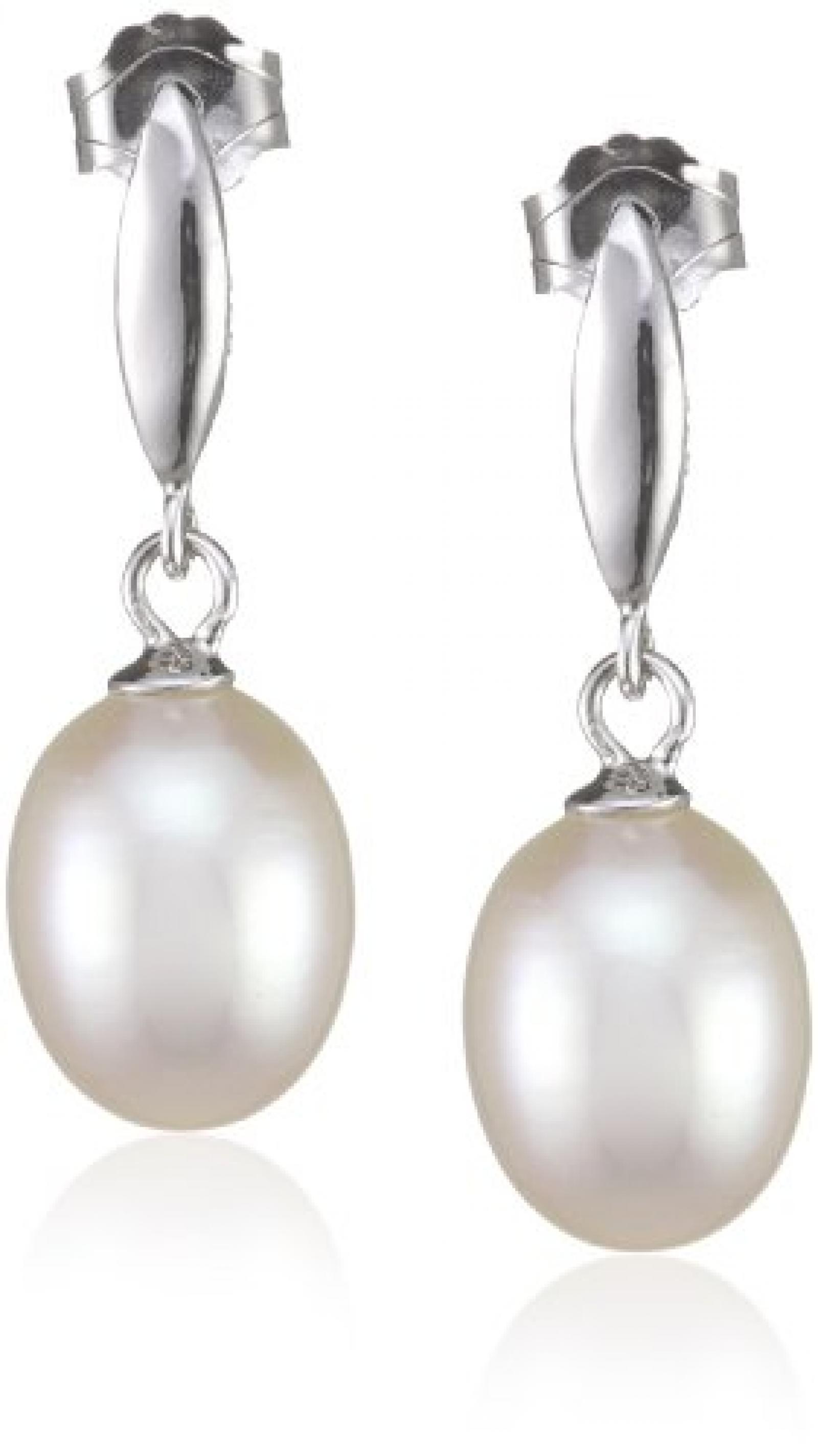 Valero Pearls Classic Collection Damen-Ohrstecker 925 Sterling-Silber SW-Zuchtperle Tropfenform weiß  356010 