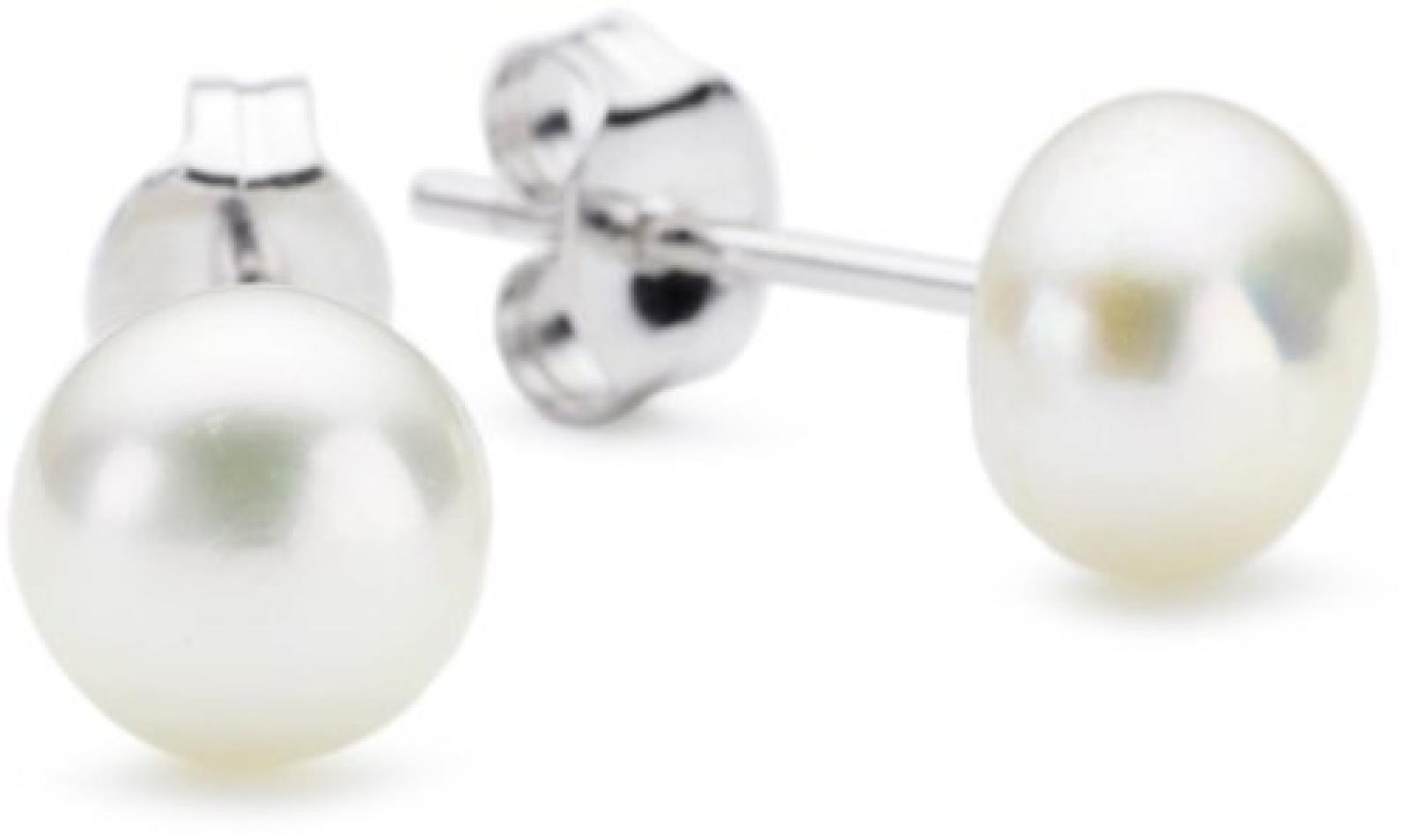 Bella Donna Damen Perlen-Ohrstecker  925/000 Silber 2 S&uuml;sswasser-Zuchtperlen 6,5 - 7,0 mm Button 655263 