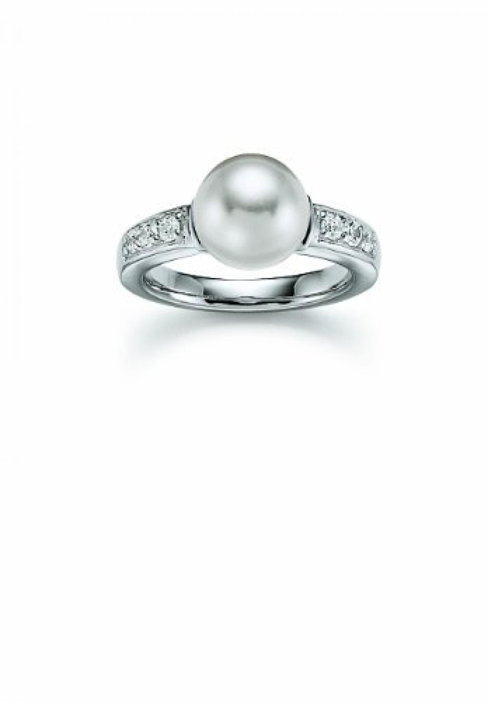 Viventy Damen-Ring 925 Sterling Silber 1 synth. Perle weiss 6 Zirkonia weiss 762071 