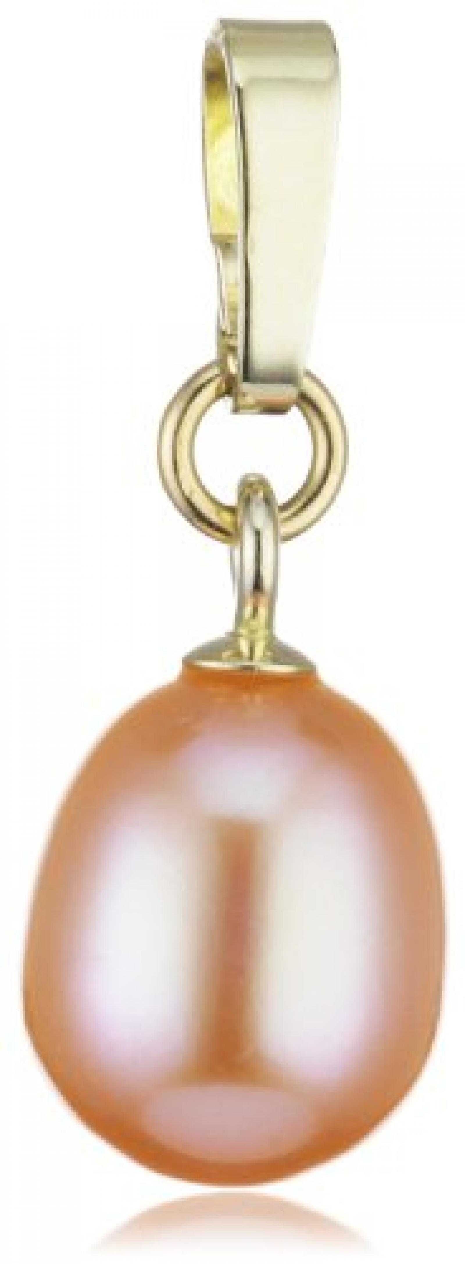 Bella Donna Damen Anhänger 585/000 Gelb-Gold 1 Süßwasserzucht-Perle pfirsichfarben 7,5 - 8,0 mm 900097 Bella Donna Damen Anhänger 585/000 Gelb-Gold 1 Süßwasserzucht-Perle pfirsichfarben 7,5 - 8,0 mm 900097