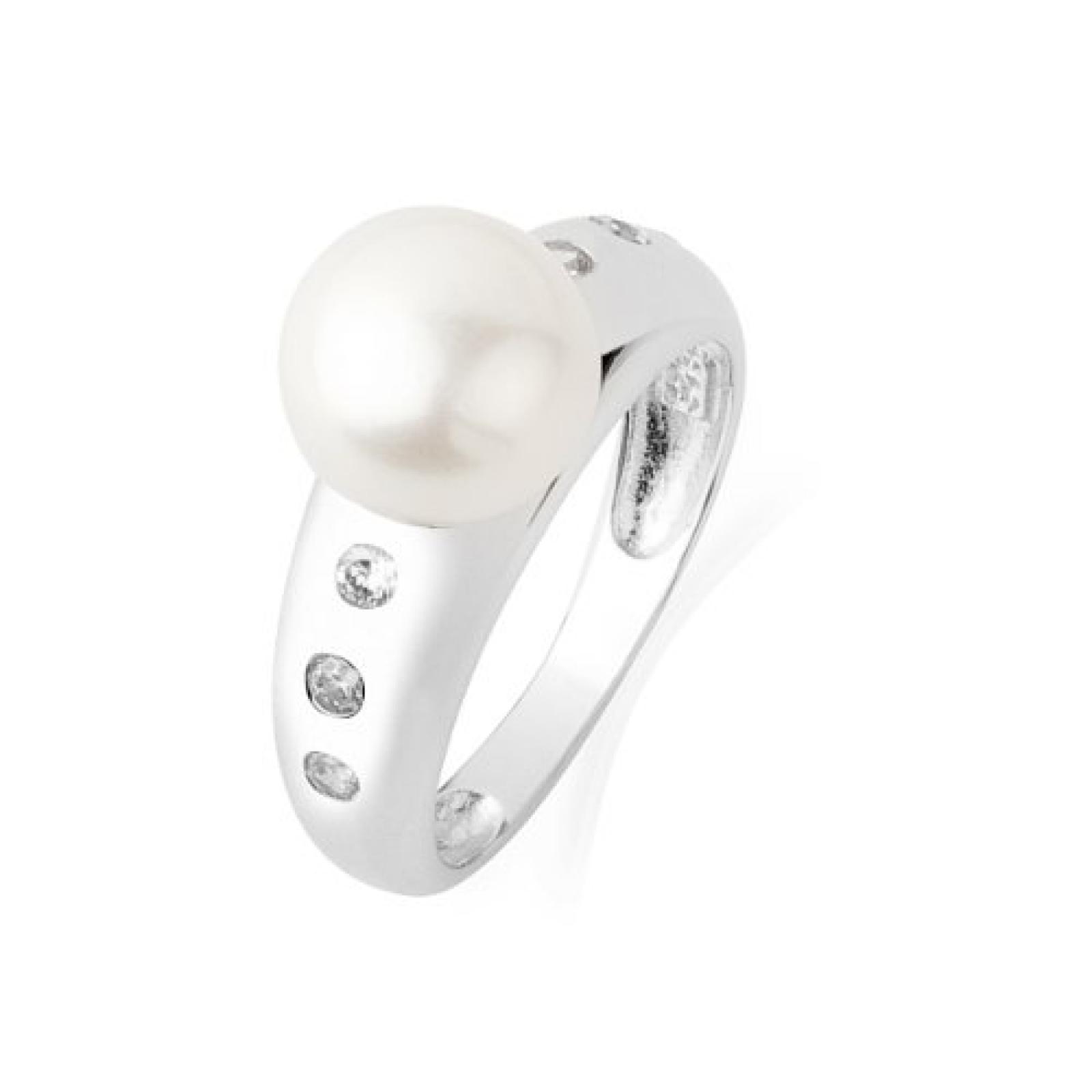 Valero Pearls Ring 925 Silber rhod. S&uuml;&szlig;wasser-Zuchtperle wei&szlig; 60201411 
