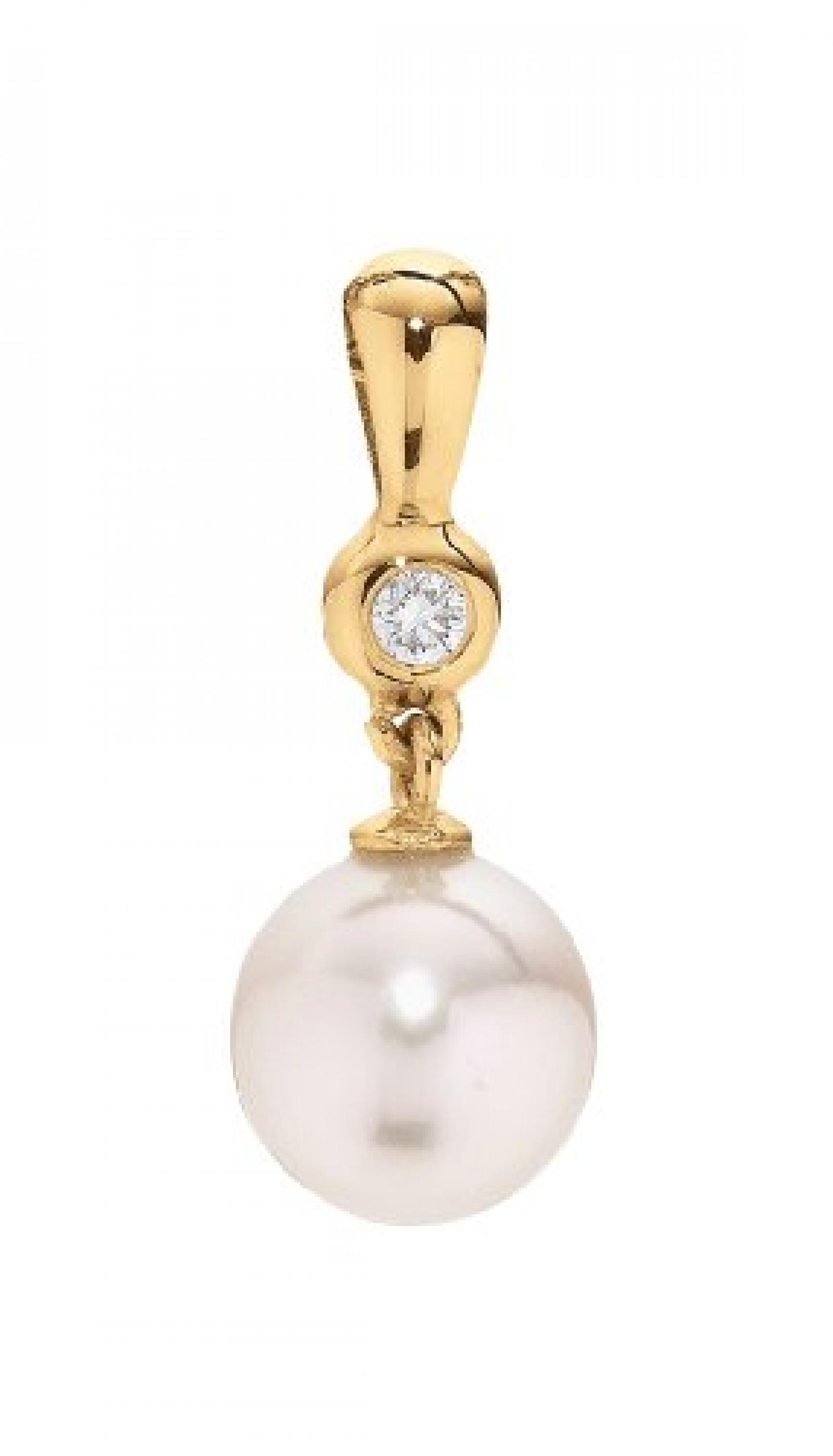 Adriana Eleganza Damen-Anh&auml;nger Akoya Zuchtperlen mit Brillant 585 Gelbgold Eleganza E13 