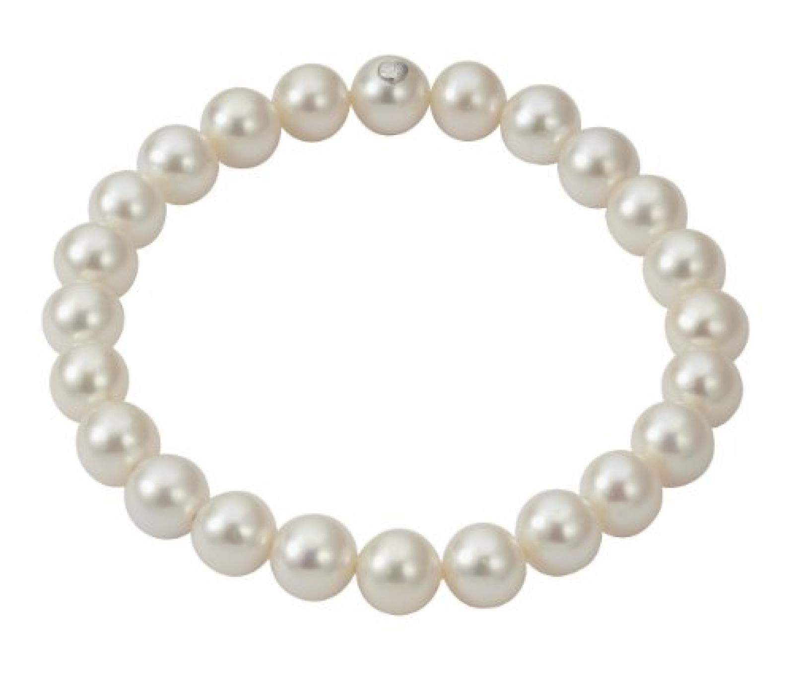 Adriana Damen-Armband S&uuml;&szlig;wasser Zuchtperlen elastisch 925 Sterling Silber SWZP wei&szlig; Premium PR5-8 