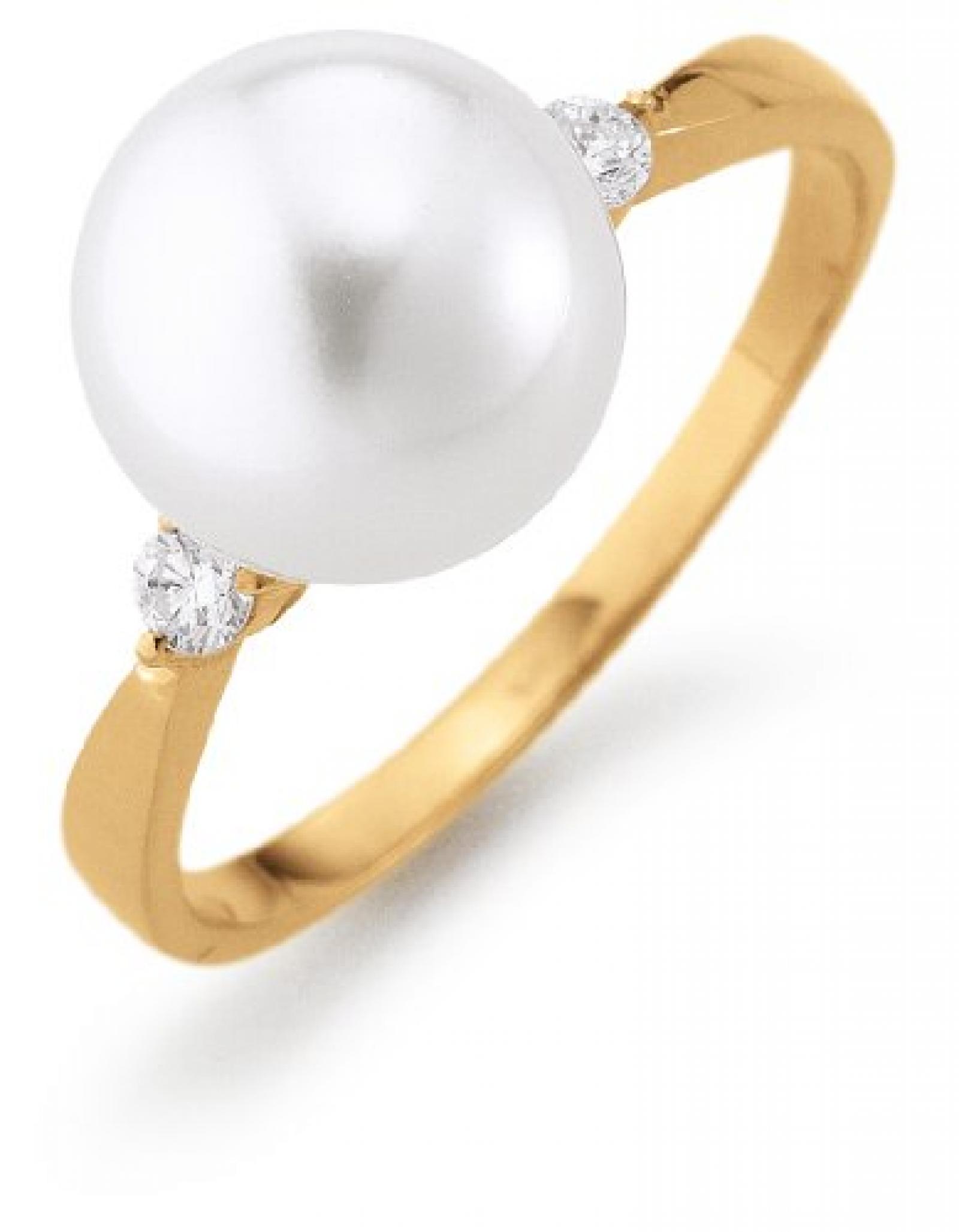 Adriana Damen-Ring S&uuml;dsee Zuchtperle mit Brillant 585 Gelbgold Stella Di Notte N22 