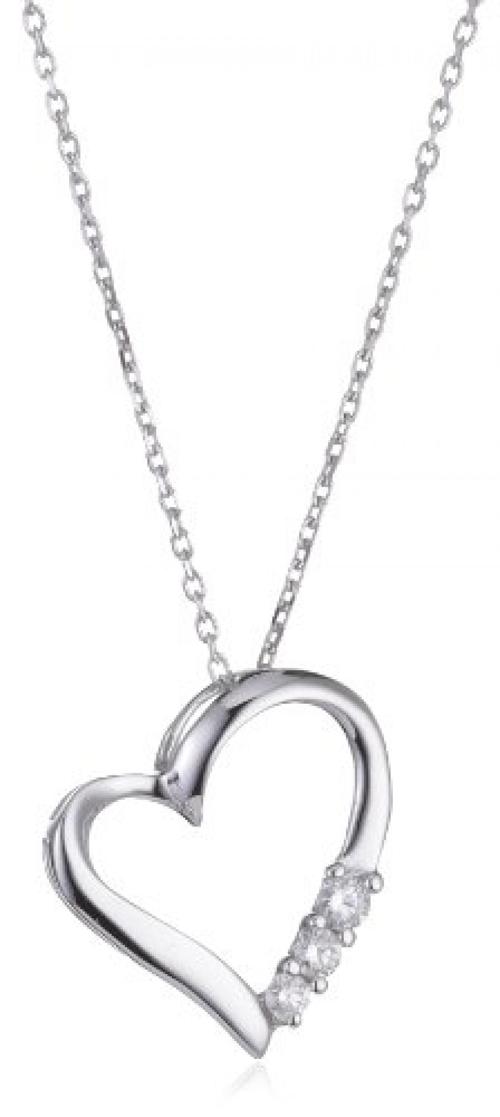 Bella Donna Anh&auml;nger mit Kette 375/000 Weissgold 43 cm 3 Brillanten W-PI  0,10ct.  655867 