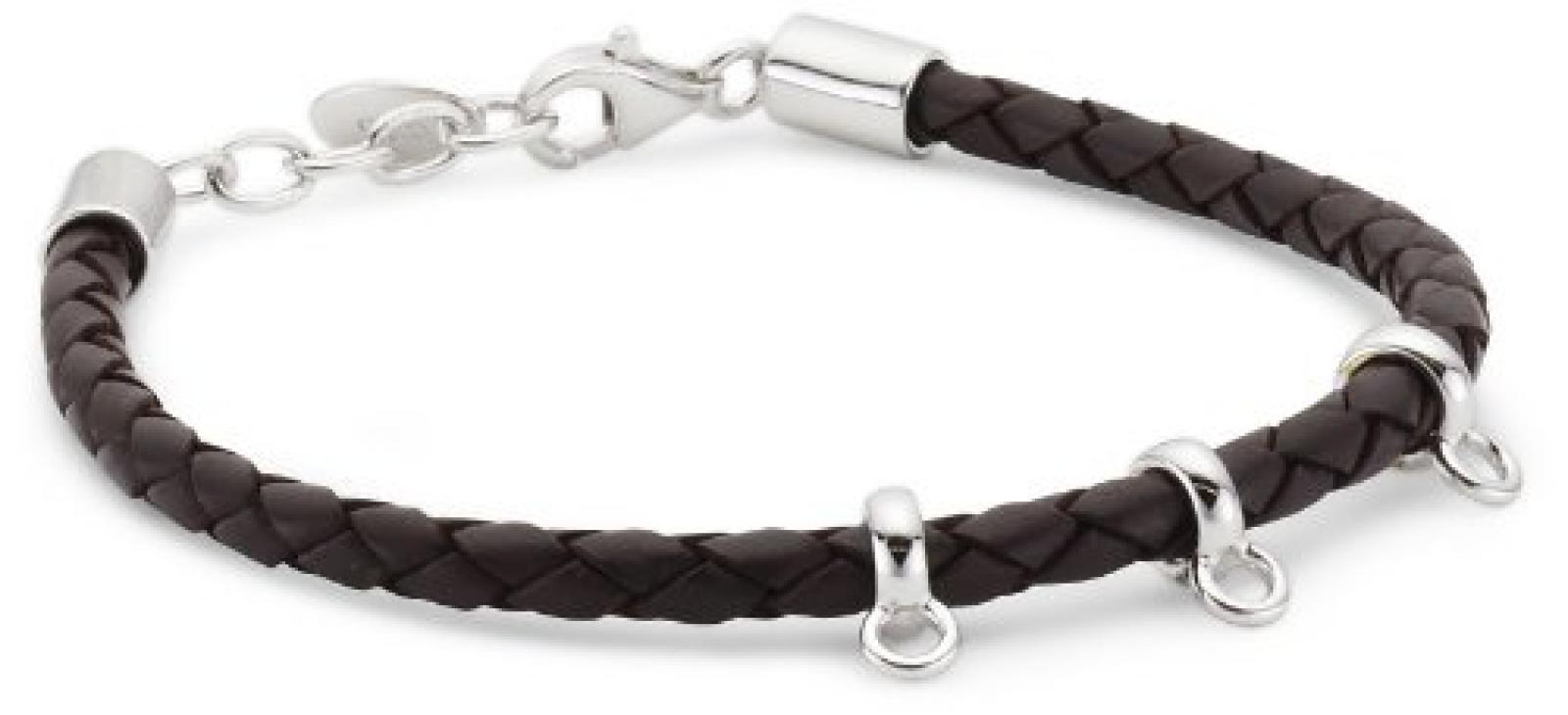 Esprit Damen-Charms-Armband dark brown 925 Sterlingsilber Leder ca. 18+2cm ESNL91243B180 