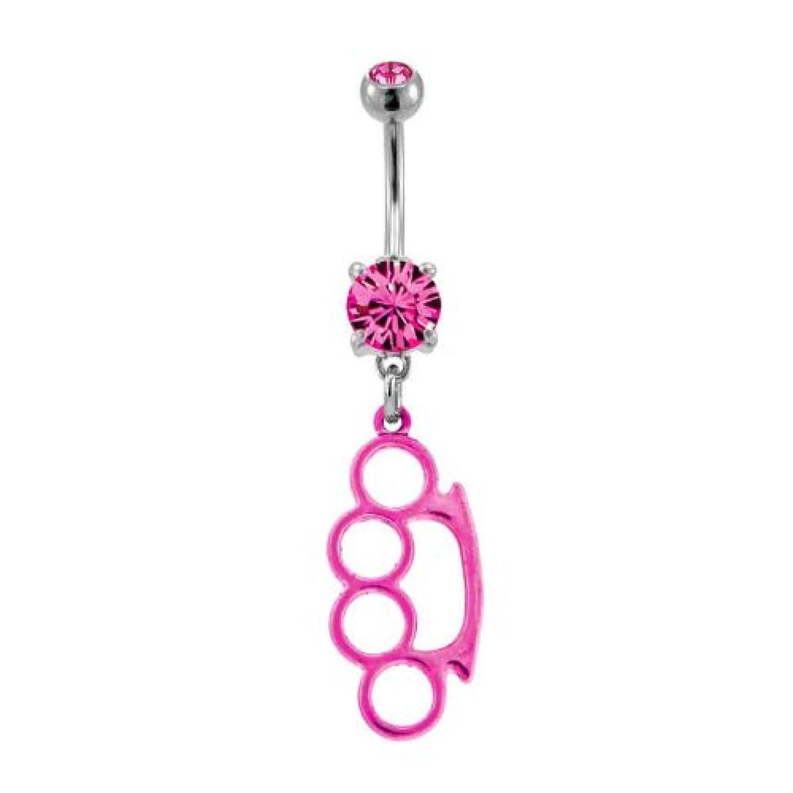 Metal Mafia Bauchnabelpiercing BRASS KNUCKLE PINK 
