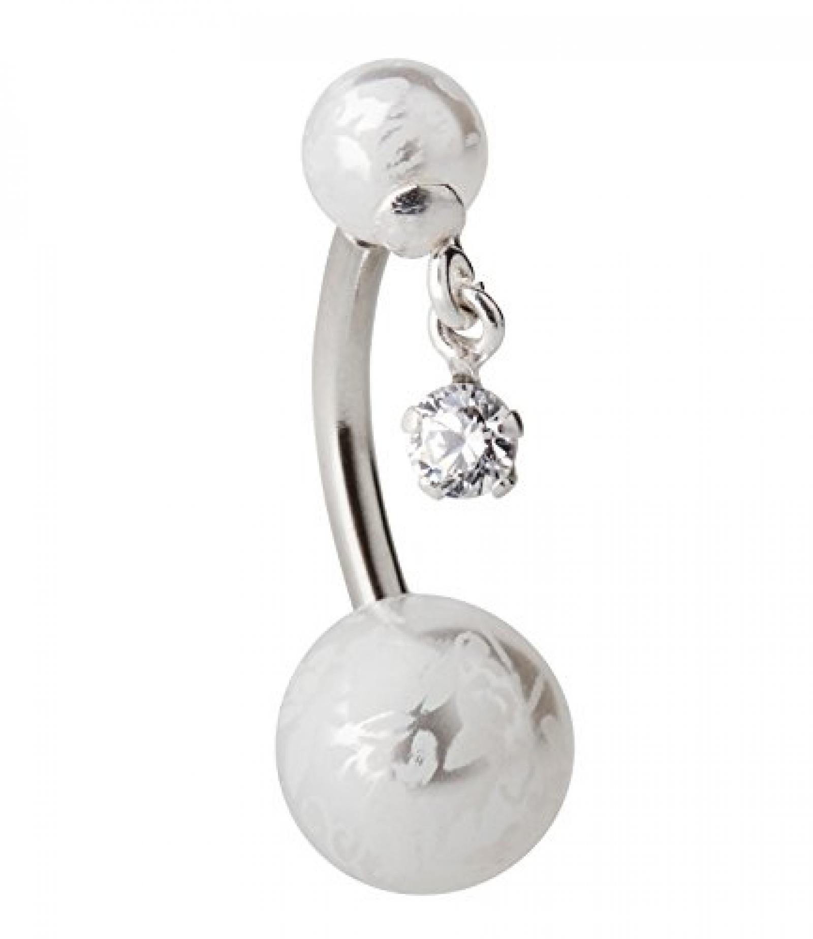 SIX Bauchnabel Piercing mit floral gemusterten Perlen und Strassstein (269-451) 
