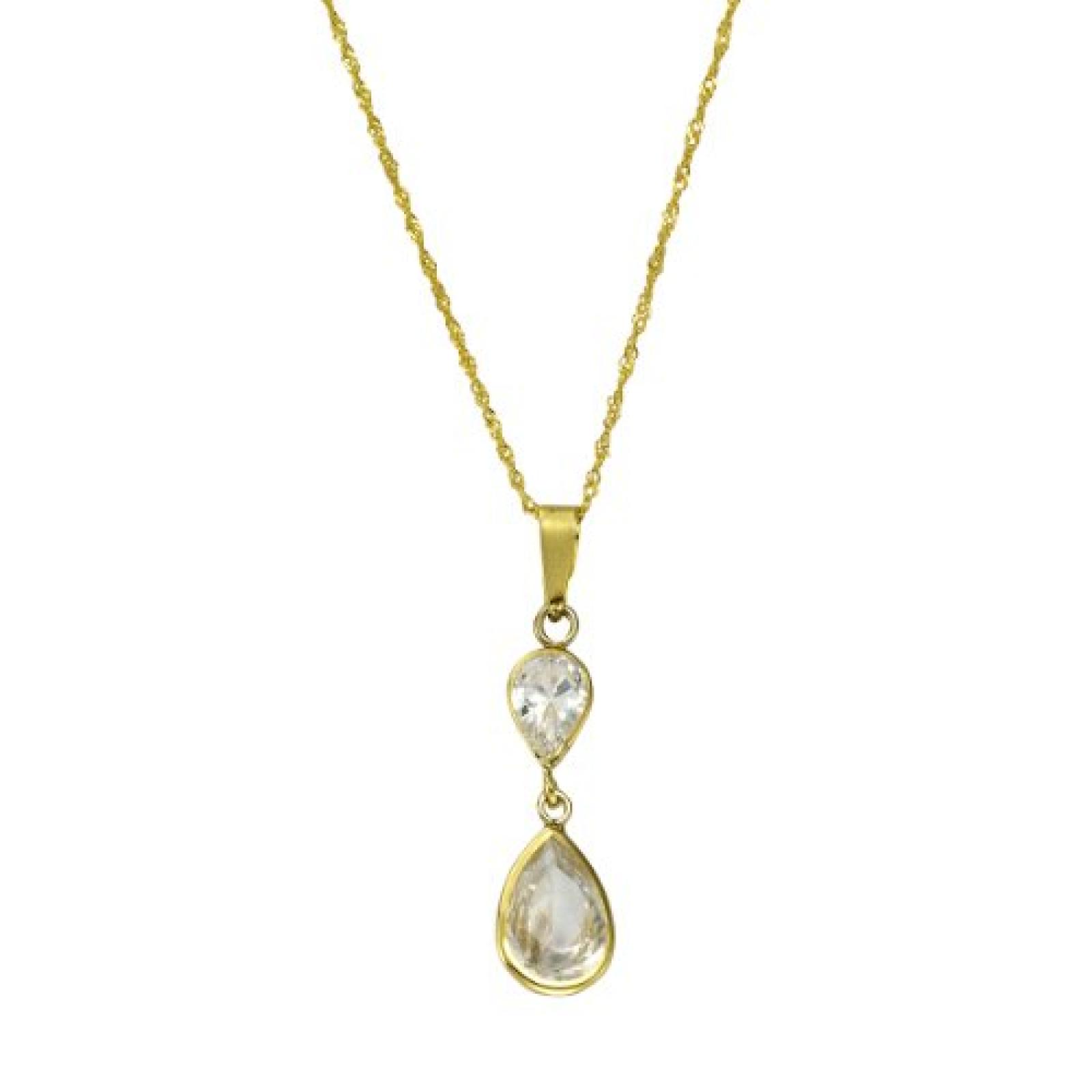 Celesta Damen Halskette 9 Karat (375) Gelbgold Zirkonia 43.0 cm wei&szlig; 500341165-2-43 