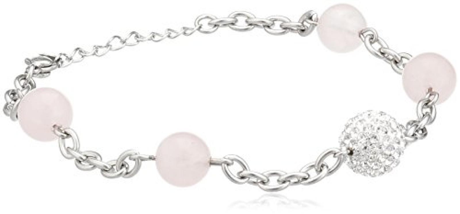 ZEEme Damen-Armband 18,5+3cm Rosenquarz Kristelle 389060141 